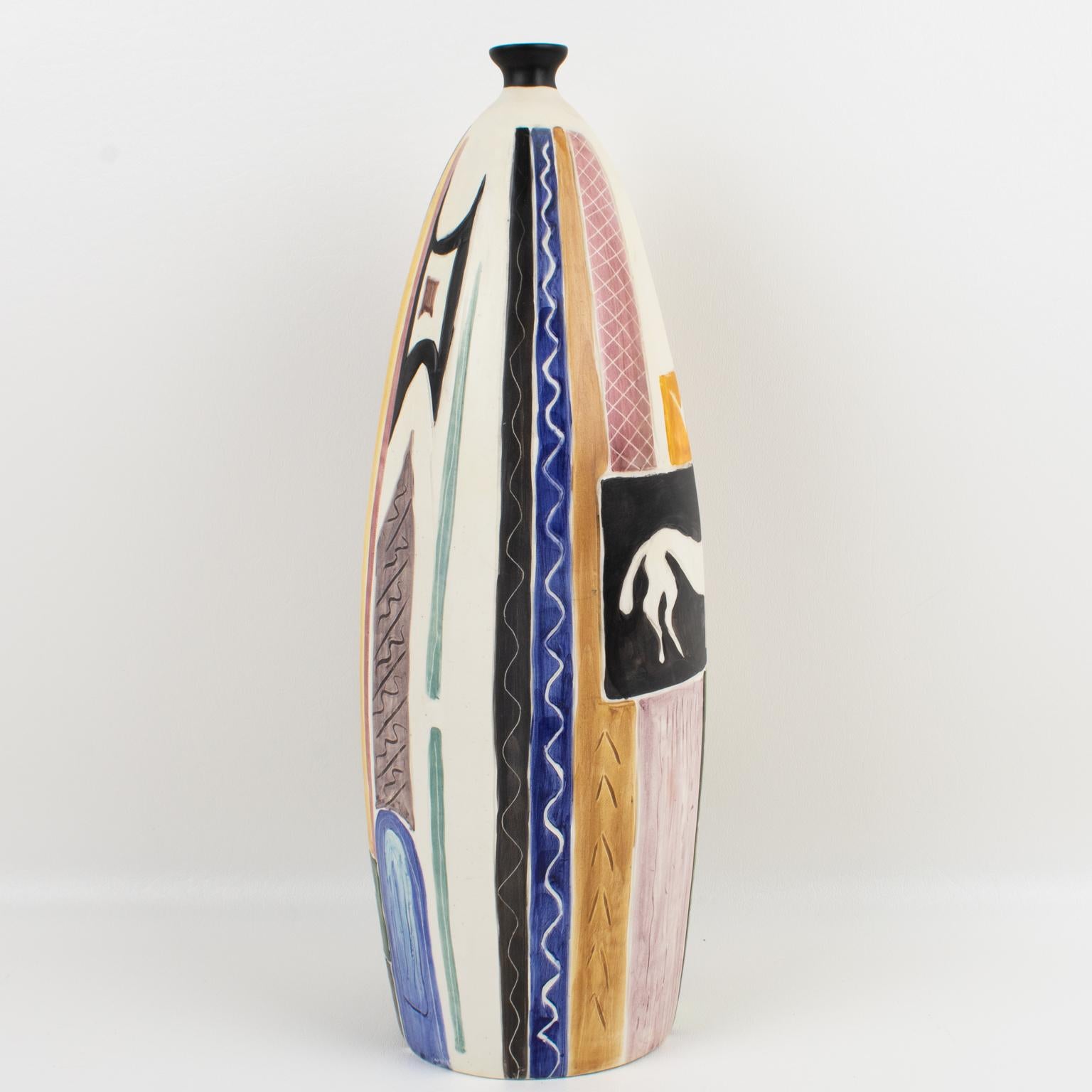 Luigi Carron for Alcyone Mid-Century Ceramic Vase, Italy 1950s In Excellent Condition For Sale In Atlanta, GA