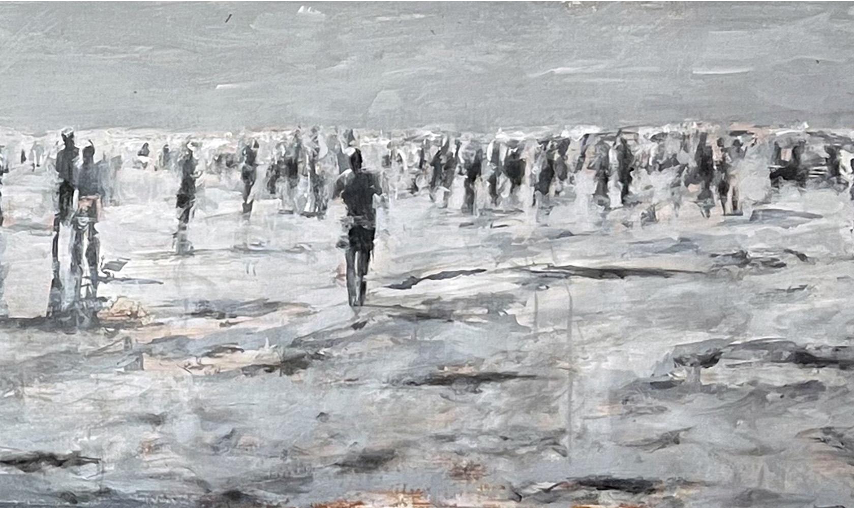 Un largo verano. De la serie Playas - Still-Life Painting Gris de Luigi Christopher Veggetti
