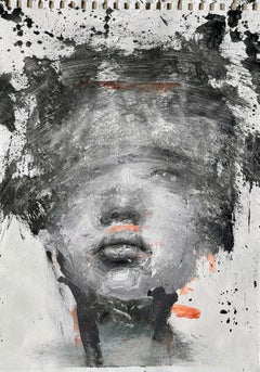 Porträt #4, Gemälde Öl und Acryl auf Papier, Porträt