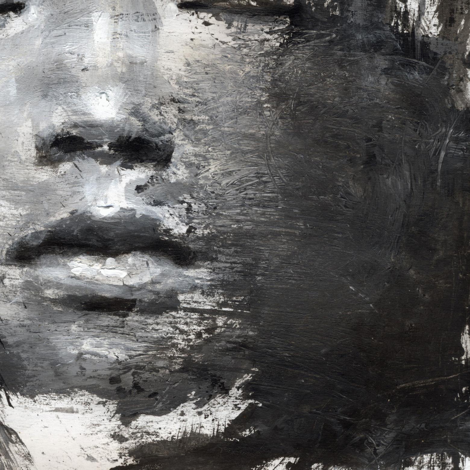 Ritratto #50. Dalla serie Ritratti - Figurative Painting Nero di Luigi Christopher Veggetti