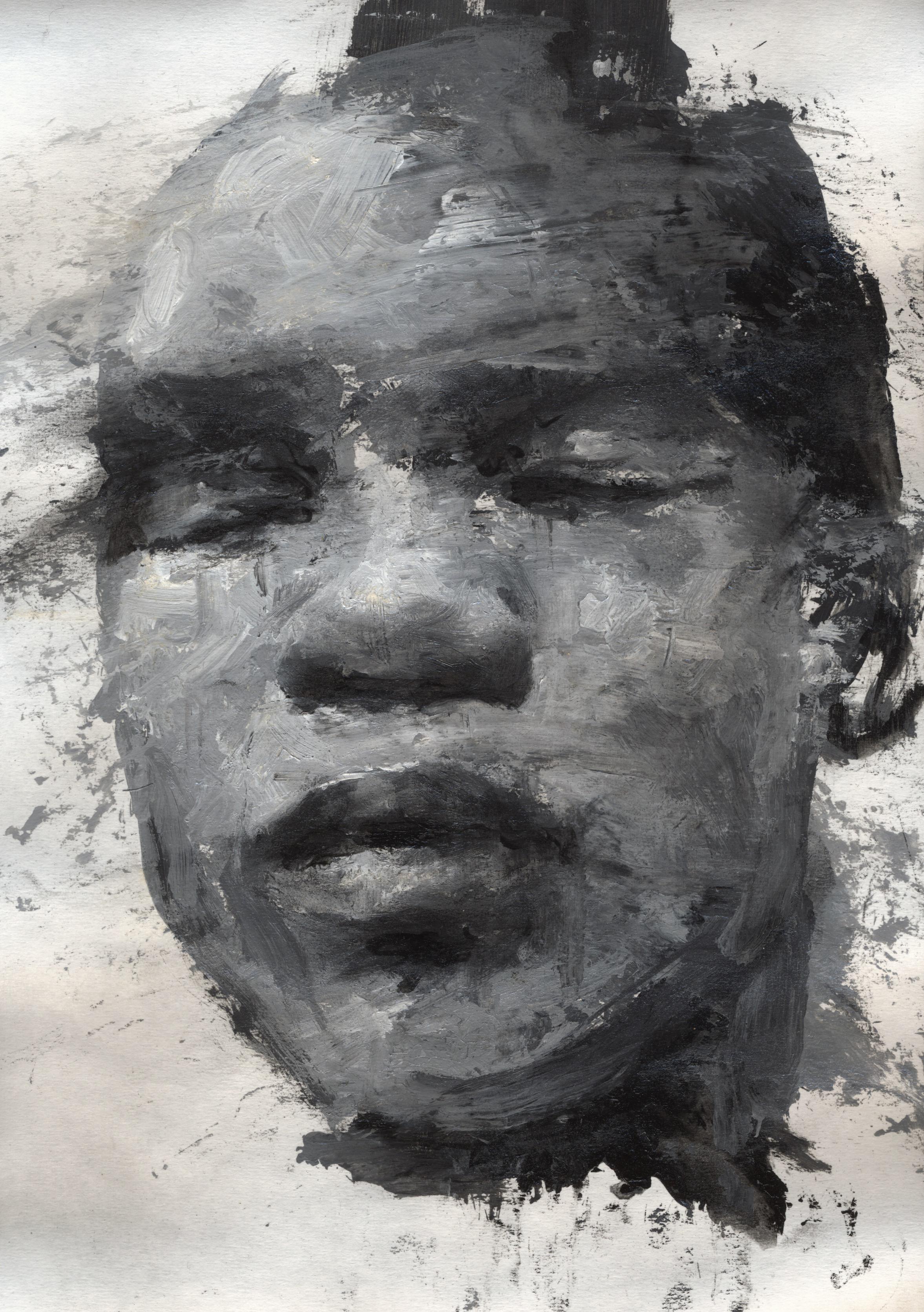 Ritratto #52, #50 e #51, Trittico. Dalla serie Ritratti - Portrait Painting Grigio di Luigi Christopher Veggetti