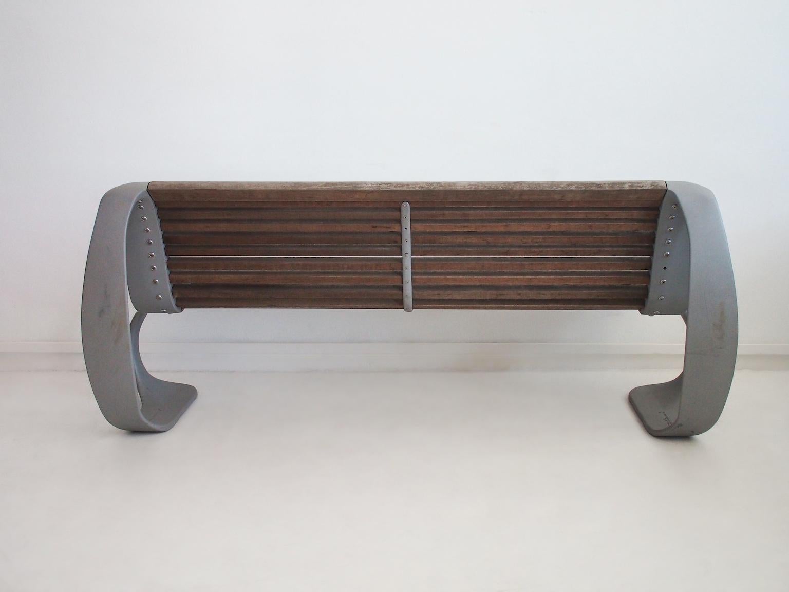 Luigi Colani Cast Aluminum and Wood Outdoor Bench 4