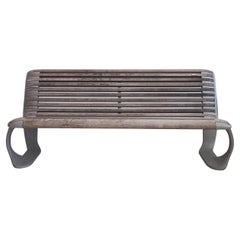 Luigi Colani Cast Aluminum and Wood Outdoor Bench