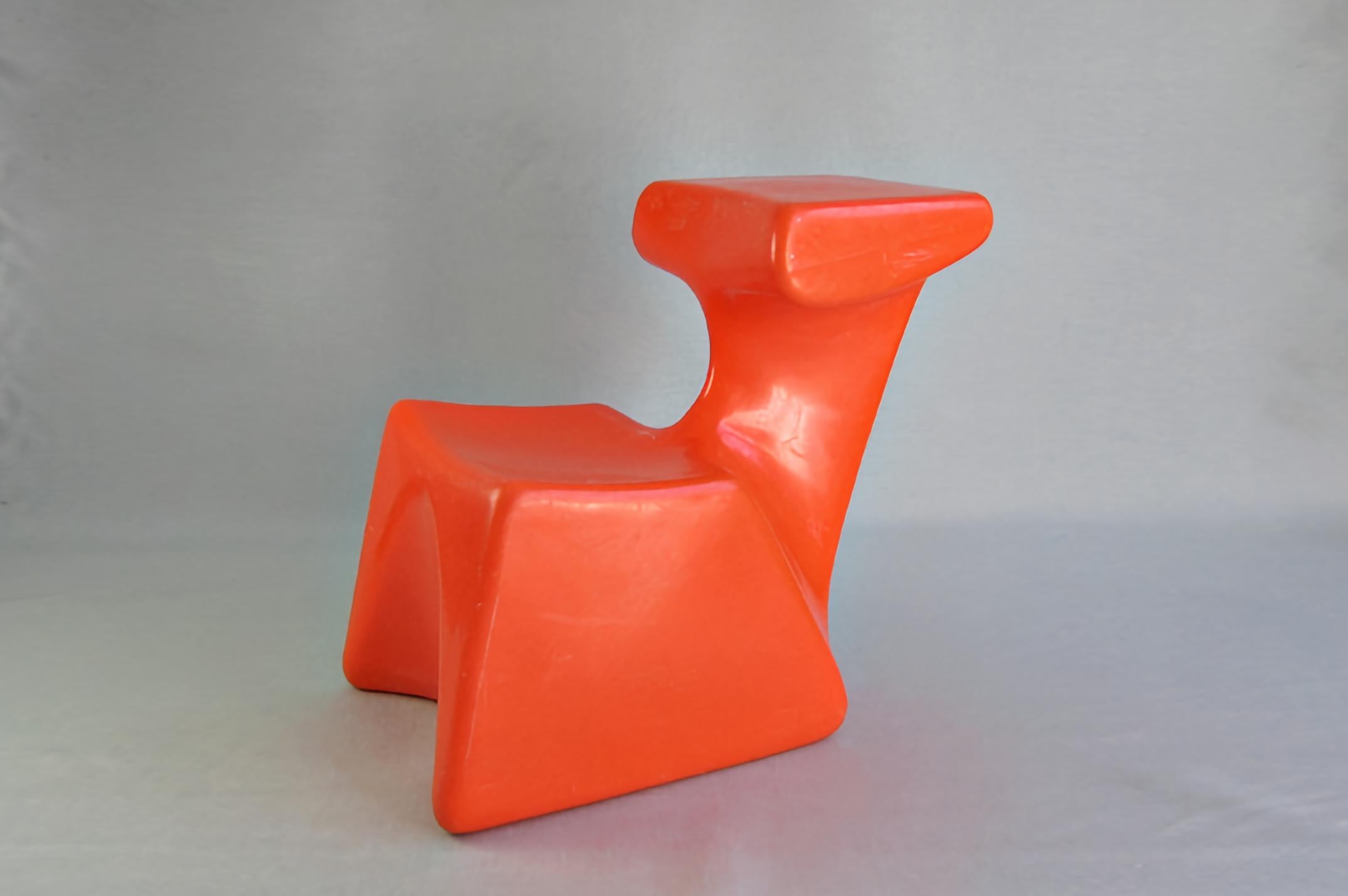 Zocker by Luigi Colani 1972
Top System Burkhard Lübke

Luigi Colani designed this chair pretty much for children. For the first time in the history of furniture design a chair for adults was developed out of a chair designed for children called