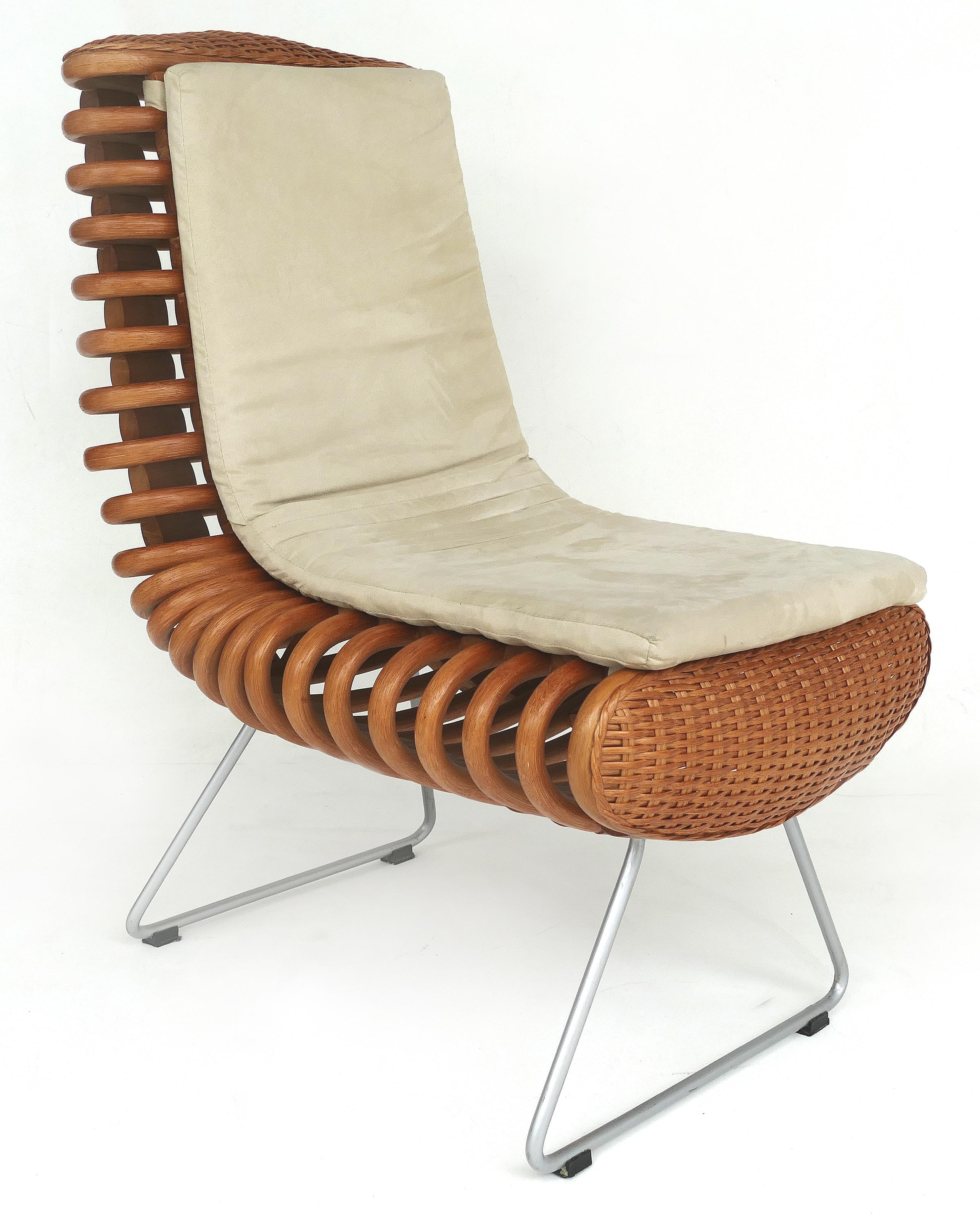 Indonesian Luigi Colani for Aida Rattan Dining Table and Chair Set