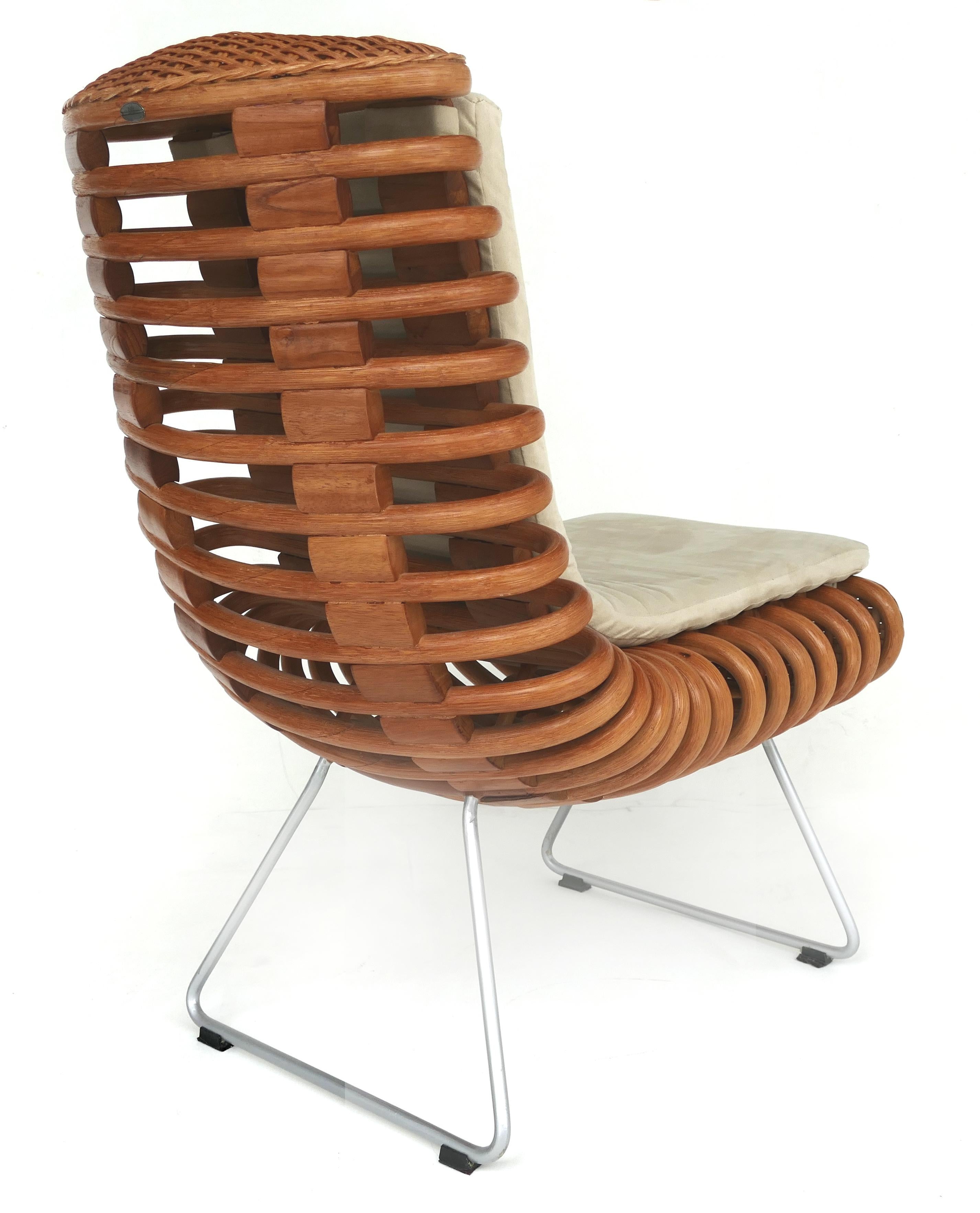 20th Century Luigi Colani for Aida Rattan Dining Table and Chair Set