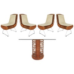 Luigi Colani for Aida Rattan Dining Table and Chair Set