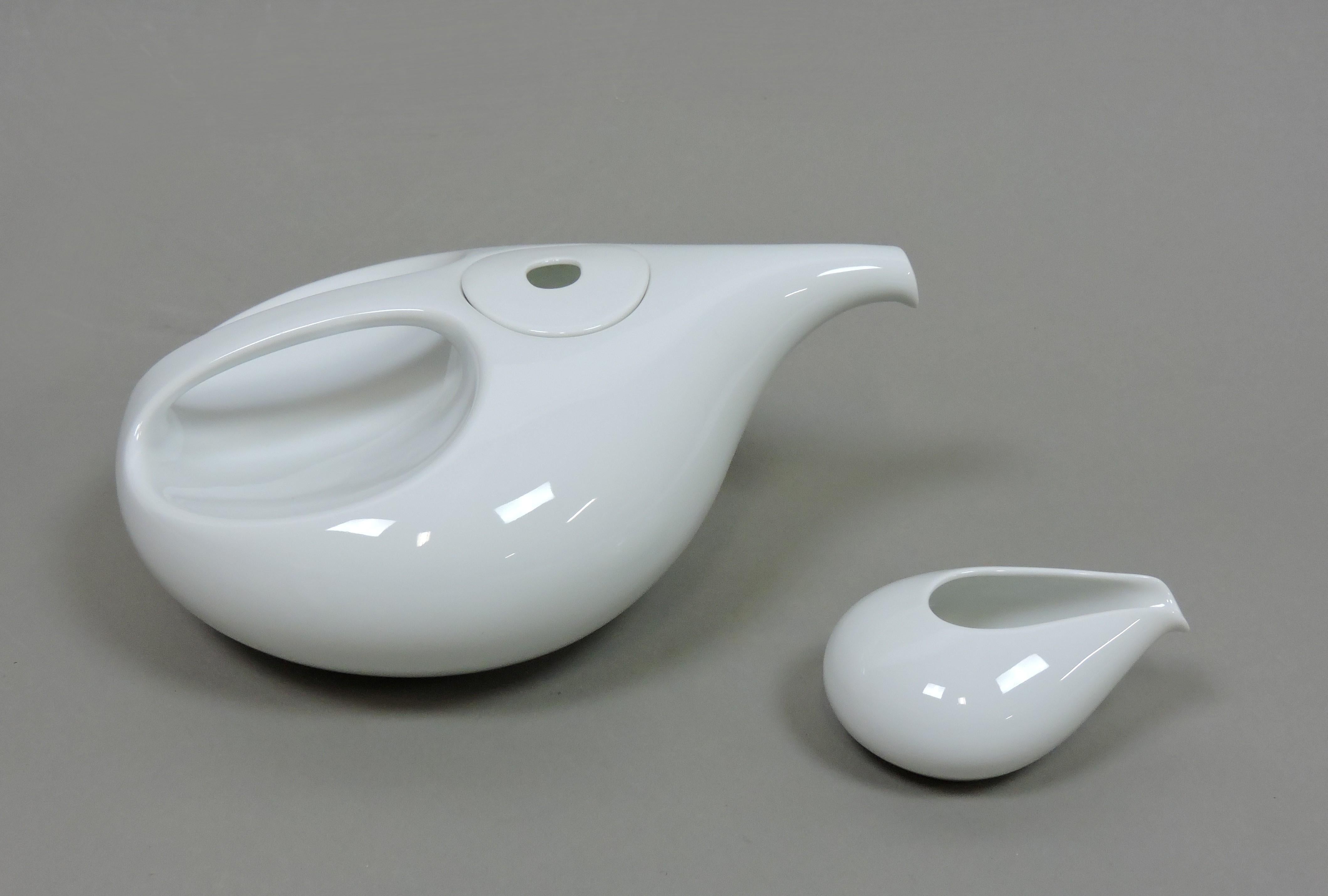 Luigi Colani Mid-Century Modern Tear Drop Tea Pot and Creamer for Rosenthal 2