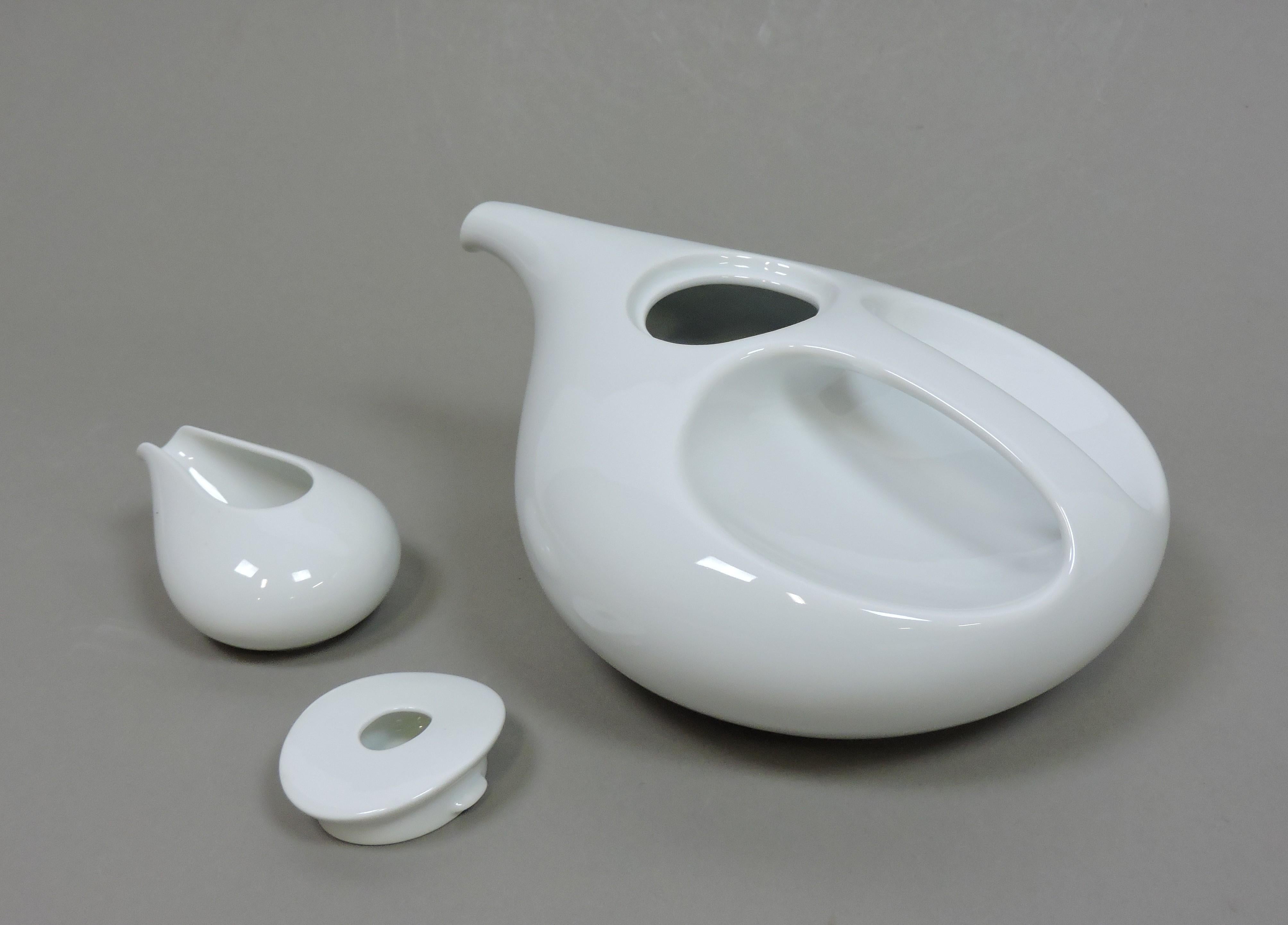Glazed Luigi Colani Mid-Century Modern Tear Drop Tea Pot and Creamer for Rosenthal