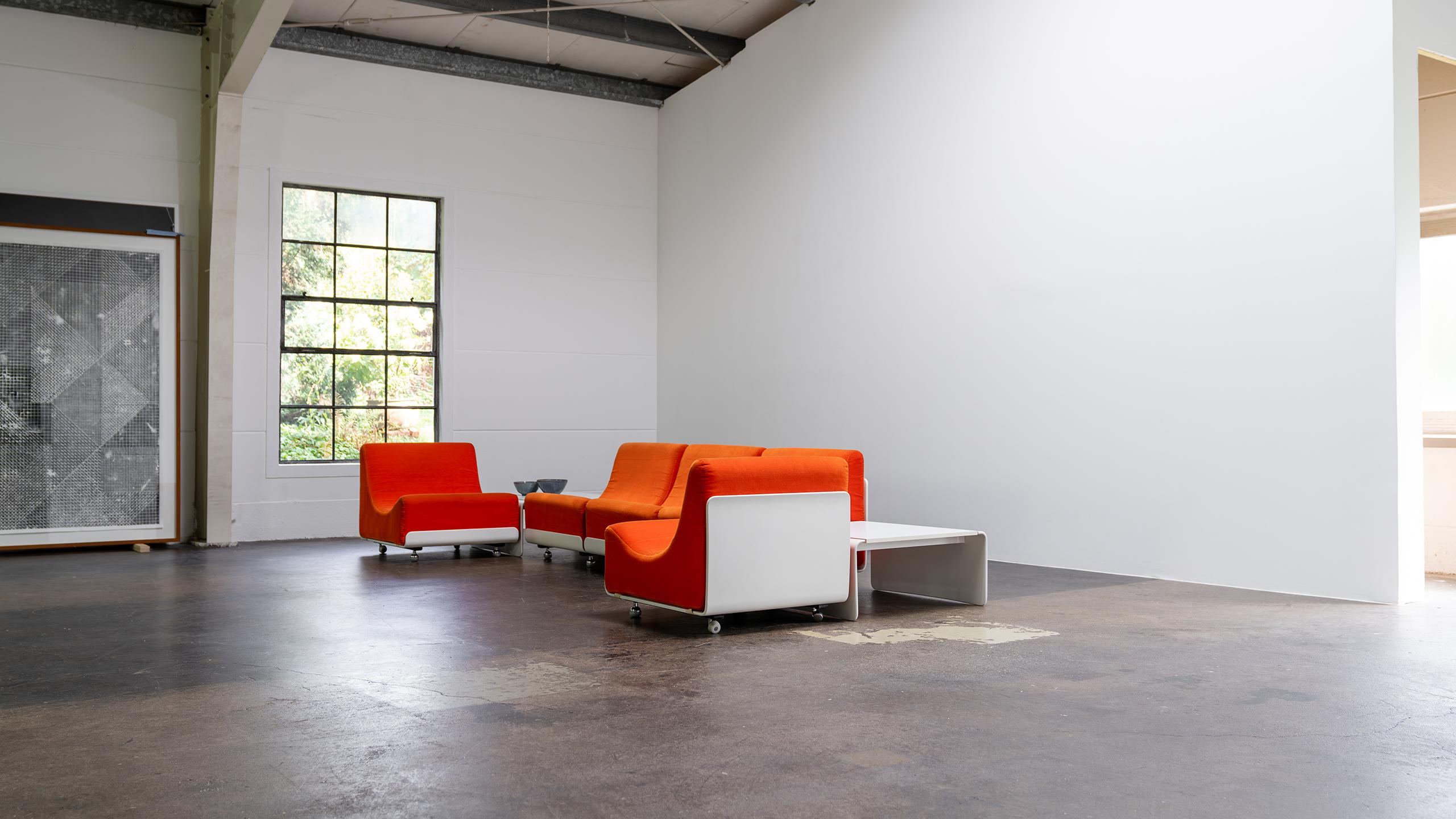 Table de canapé modulaire Orbis Luigi Colani 1969  COR Allemagne velours orange de l'ère spatiale en vente 2