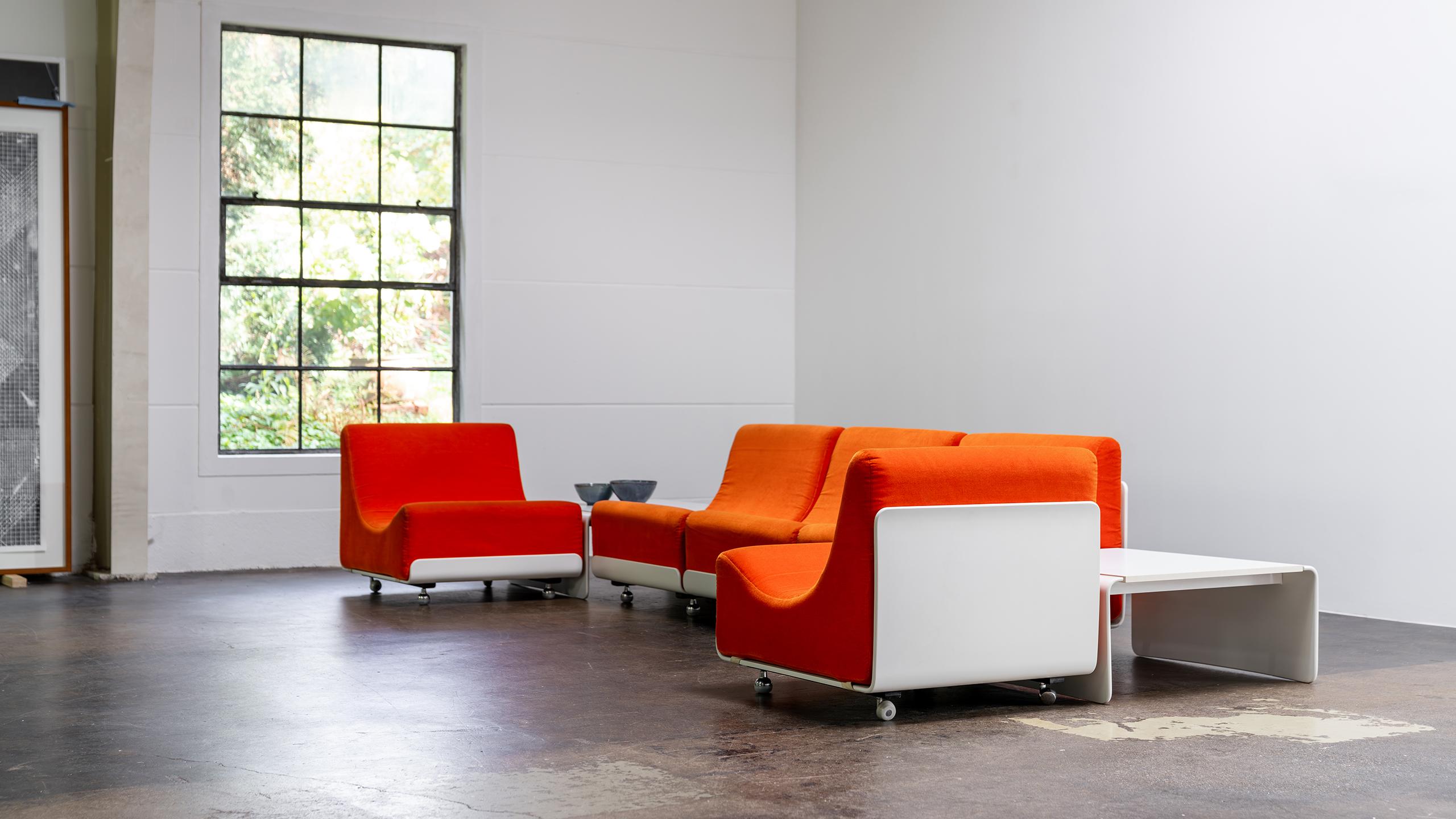 Table de canapé modulaire Orbis Luigi Colani 1969  COR Allemagne velours orange de l'ère spatiale en vente 3