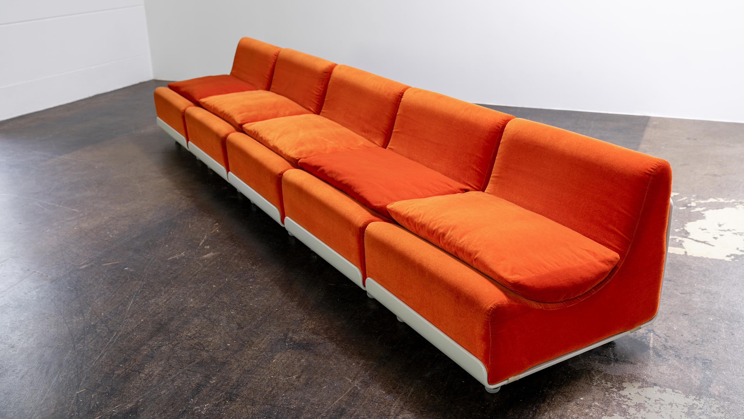 Table de canapé modulaire Orbis Luigi Colani 1969  COR Allemagne velours orange de l'ère spatiale en vente 4