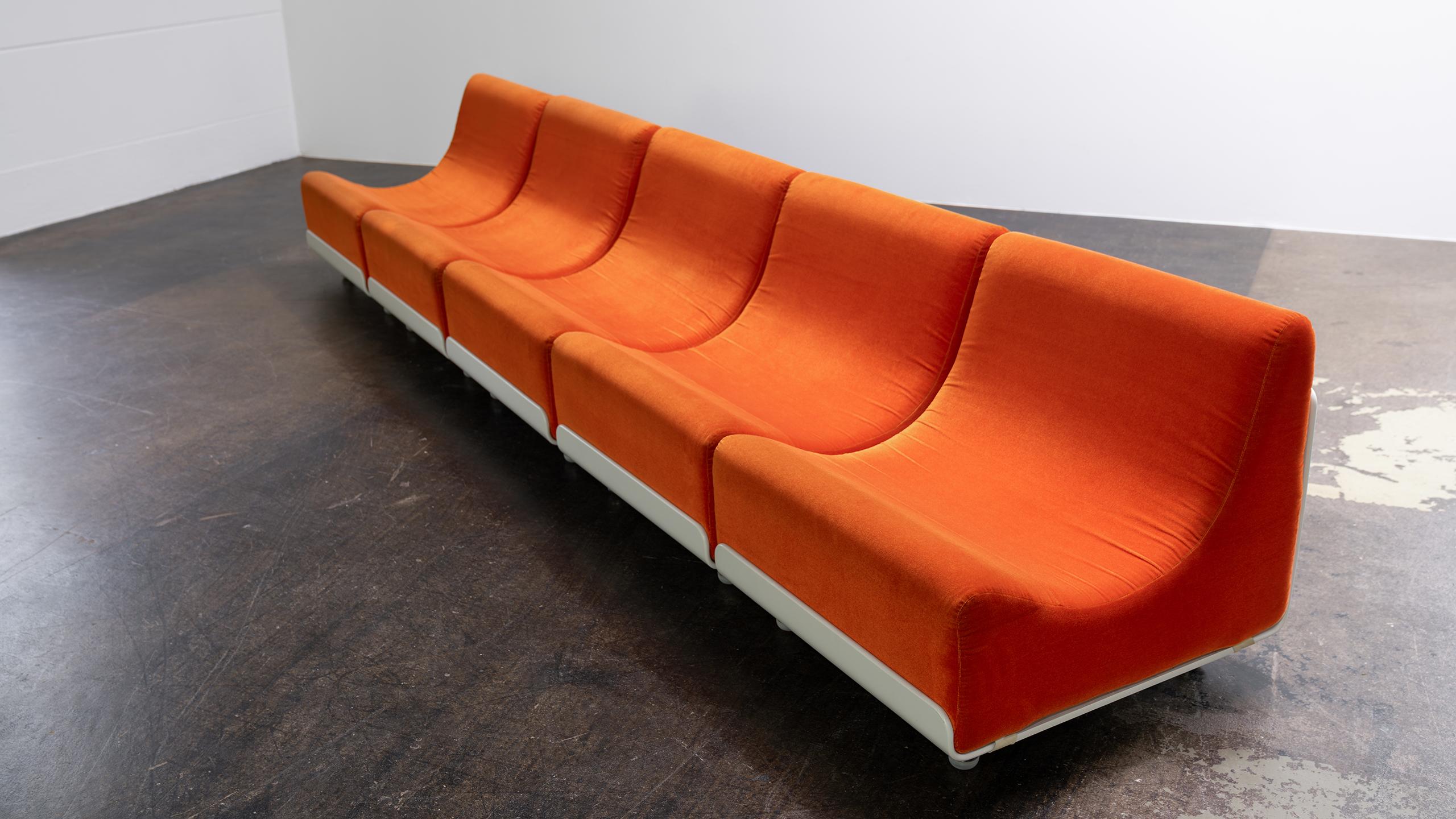 Table de canapé modulaire Orbis Luigi Colani 1969  COR Allemagne velours orange de l'ère spatiale en vente 5