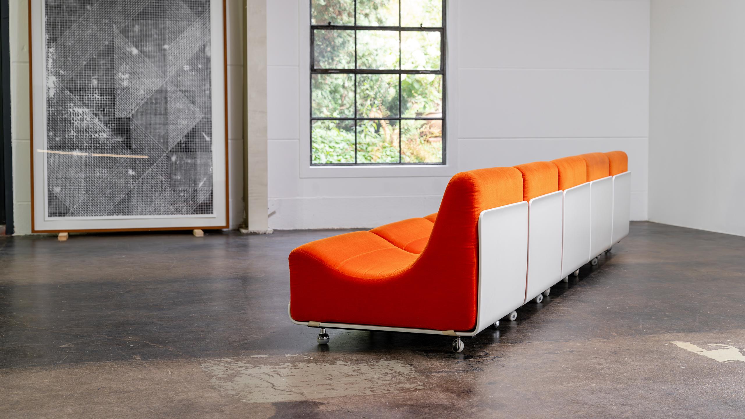 Table de canapé modulaire Orbis Luigi Colani 1969  COR Allemagne velours orange de l'ère spatiale en vente 8