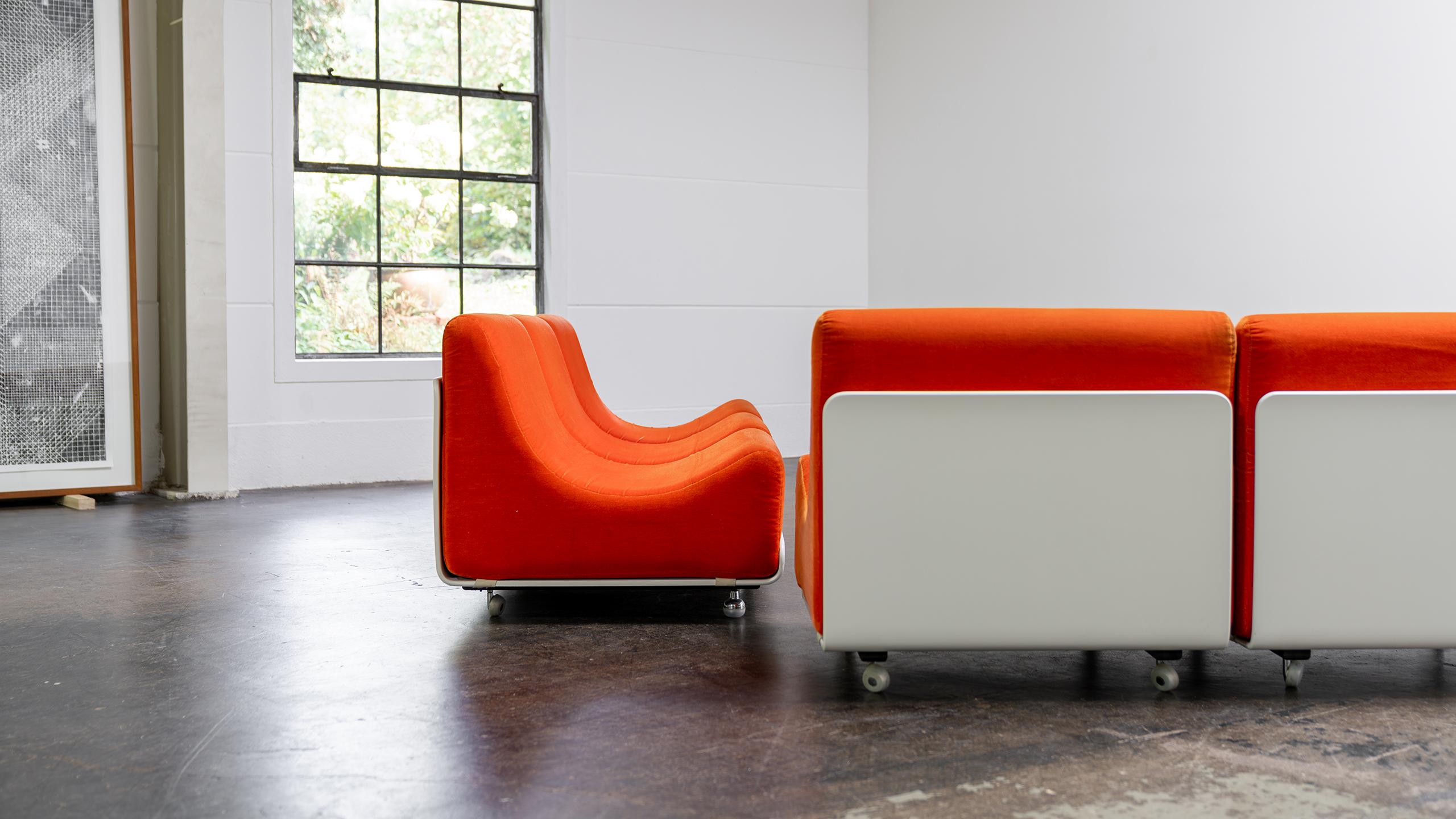 Table de canapé modulaire Orbis Luigi Colani 1969  COR Allemagne velours orange de l'ère spatiale en vente 11