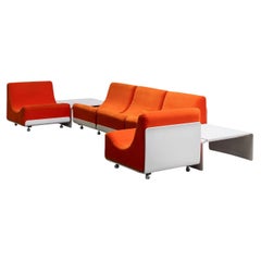 Table de canapé modulaire Orbis Luigi Colani 1969  COR Allemagne velours orange de l'ère spatiale