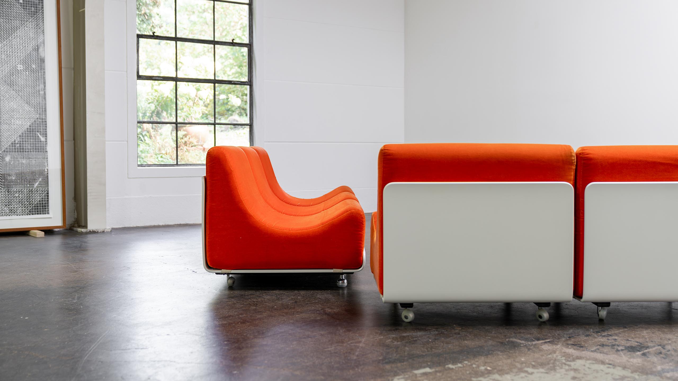 Luigi Colani Modular Orbis Sofa Table 1969 for COR Germany Orange Velvet  For Sale 12