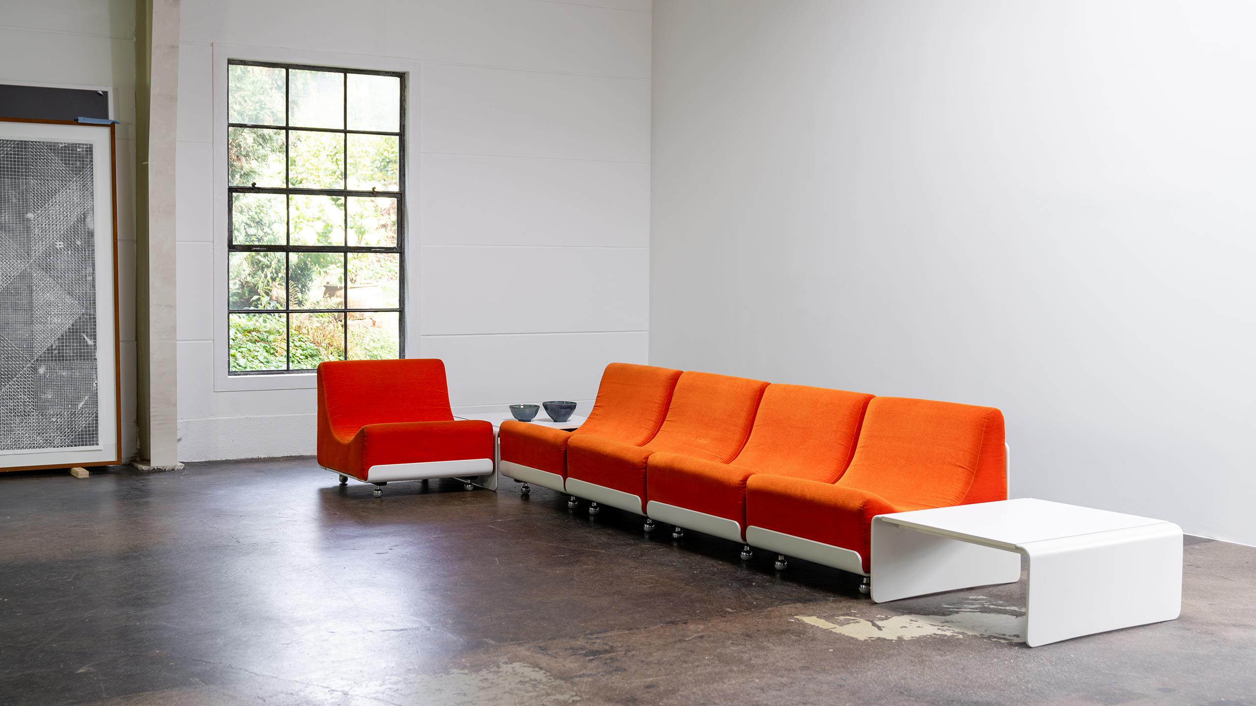 Mid-20th Century Luigi Colani Modular Orbis Sofa Table 1969 for COR Germany Orange Velvet  For Sale