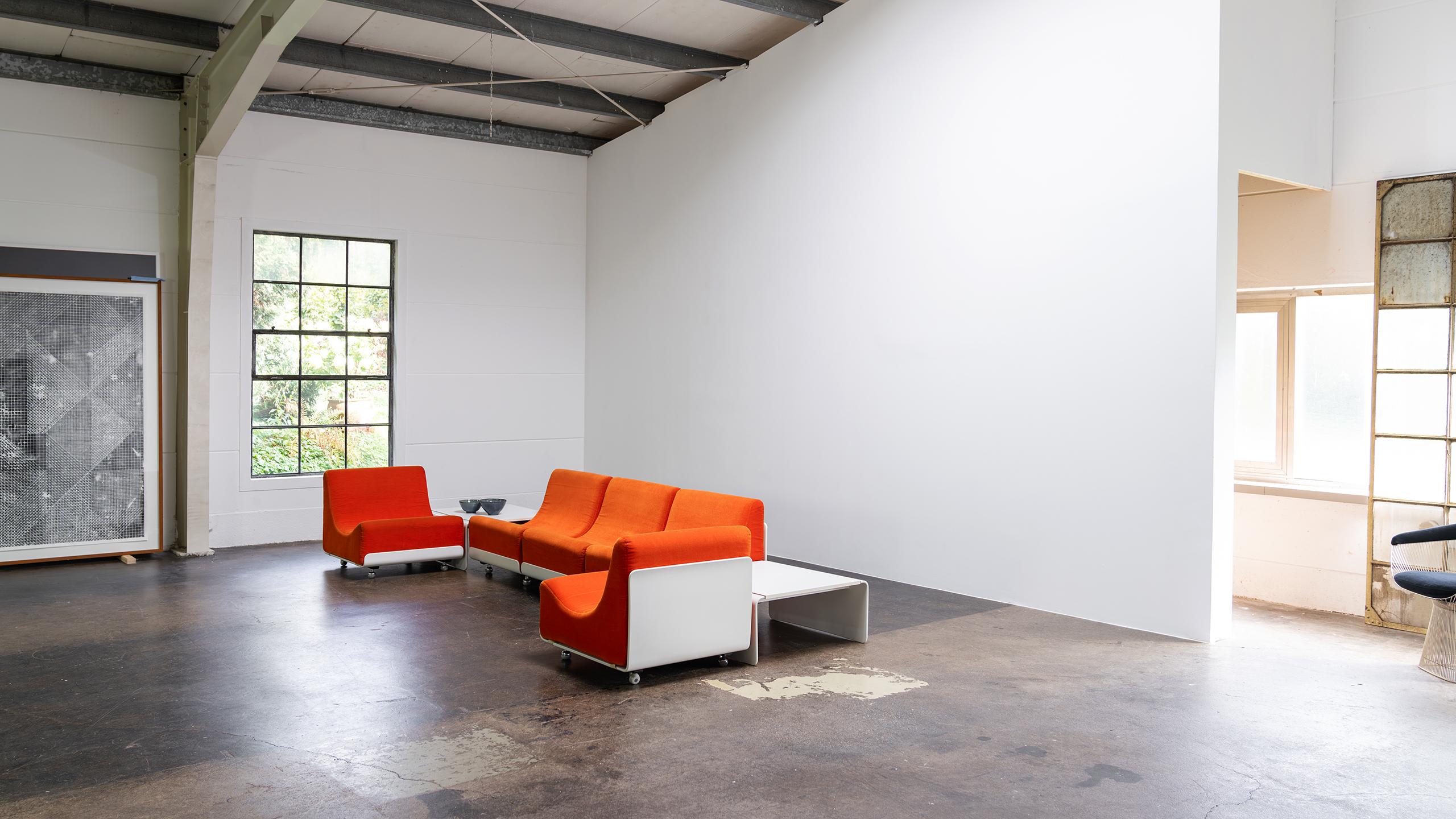 Luigi Colani Modular Orbis Sofa Table 1969 for COR Germany Orange Velvet  For Sale 2