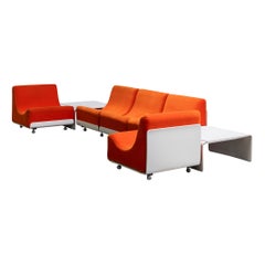 Luigi Colani Modular Orbis Sofa Table 1969 for COR Germany Orange Velvet
