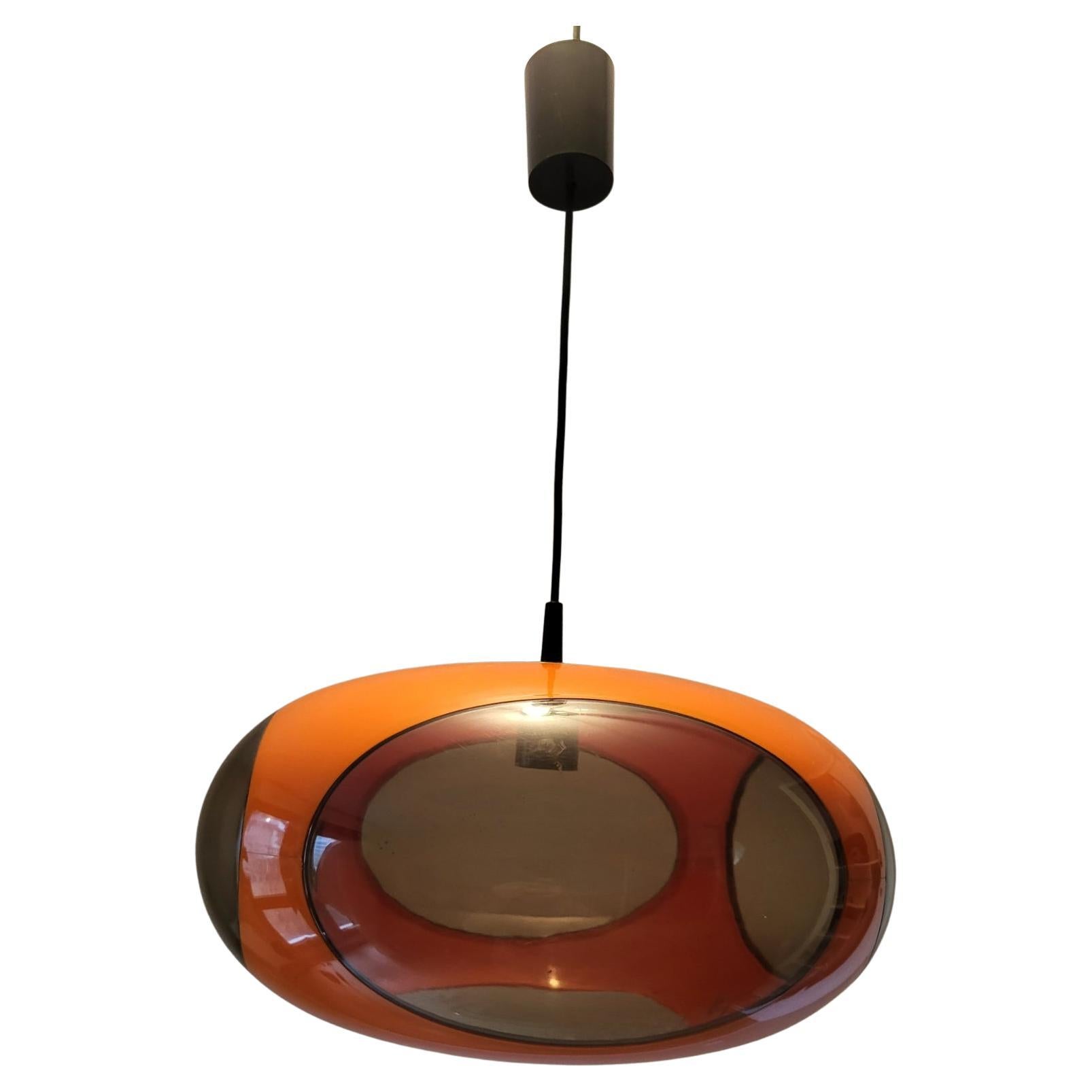 Luigi Colani Orange Plexiglass Chandelier, Space Age Design, 1970 For Sale