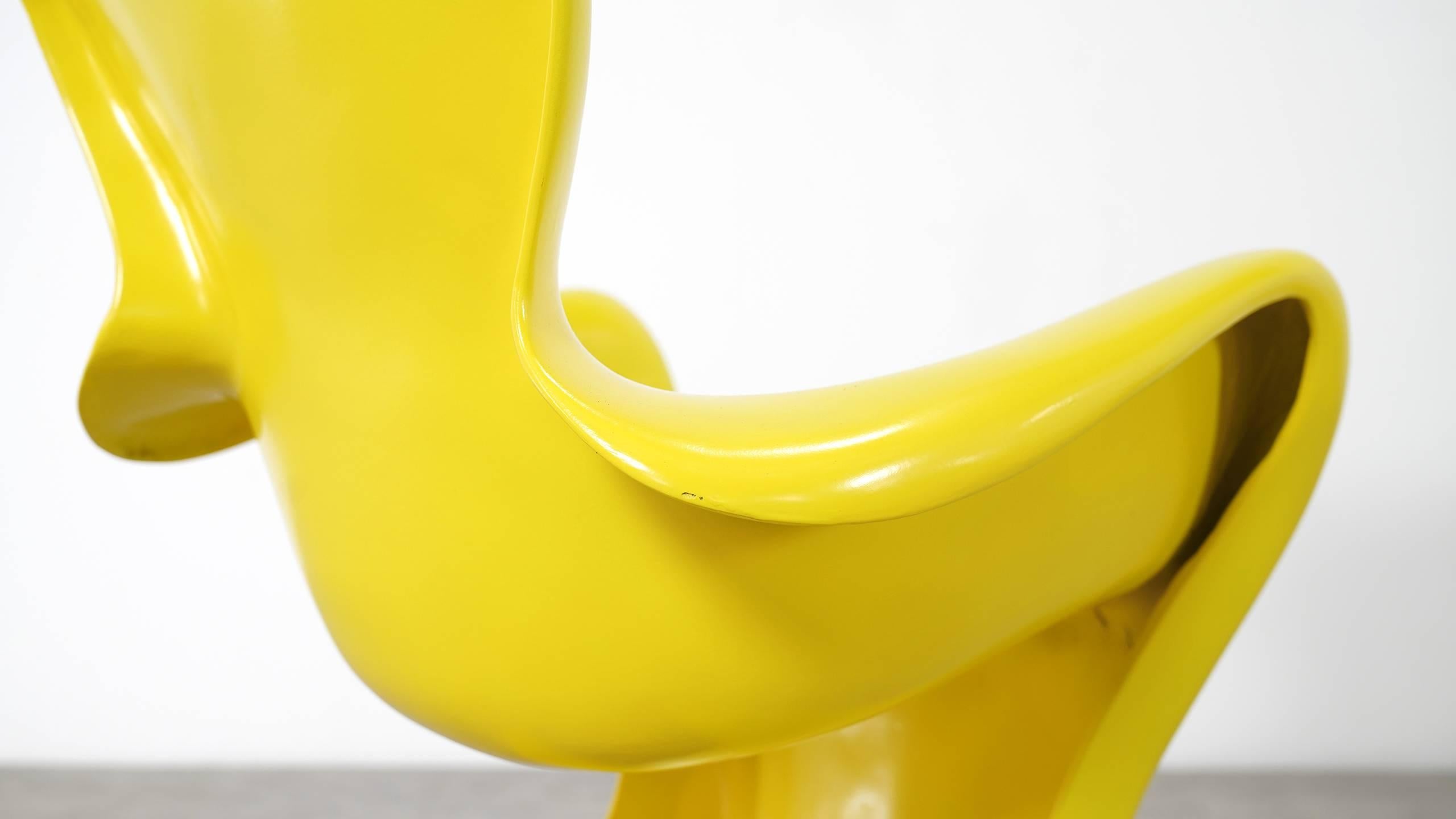 Luigi Colani, Set of Four Ultraorganic Lounge Chair, Yellow Fiberglass 2