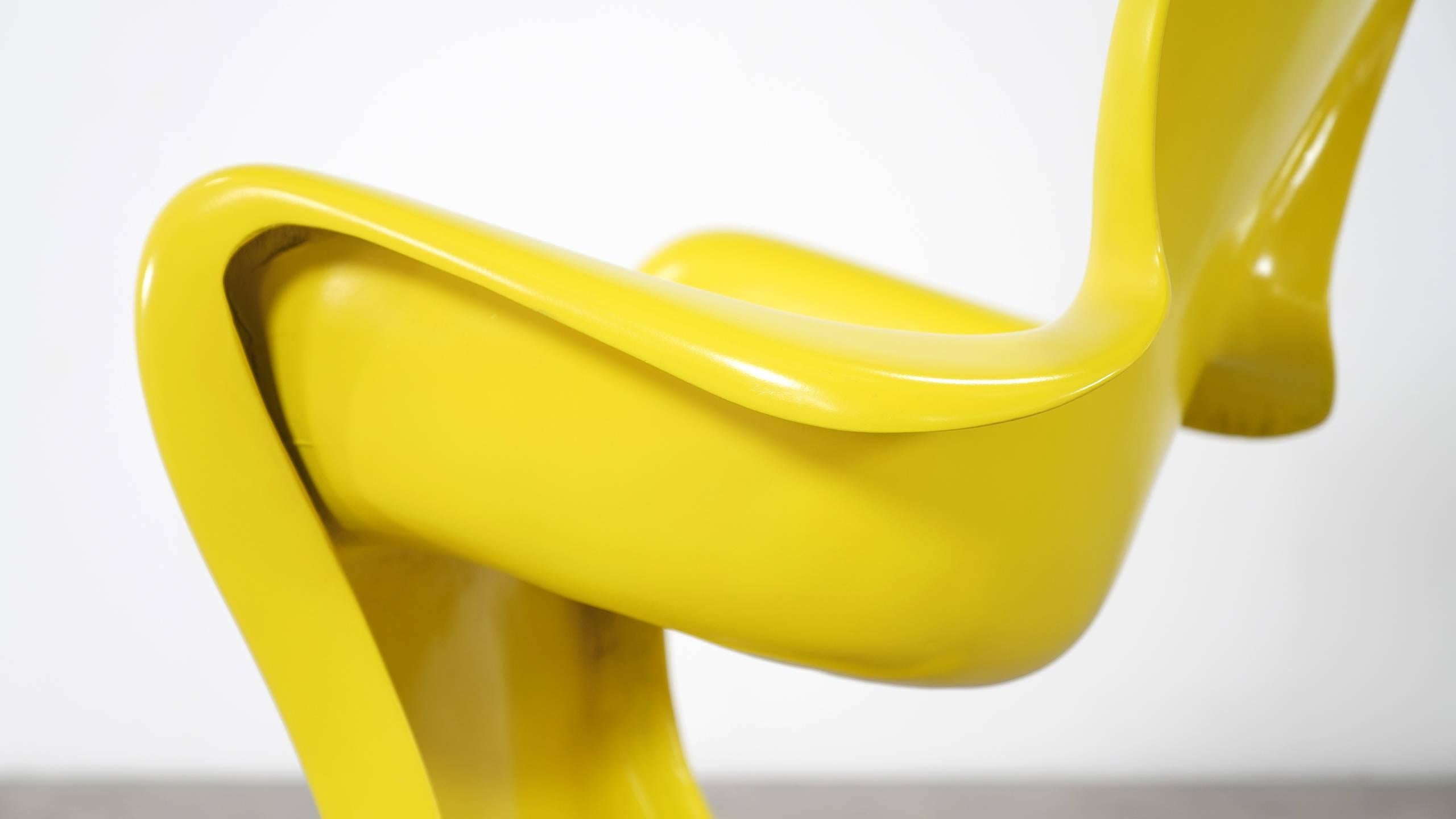 German Luigi Colani, Set of Four Ultraorganic Lounge Chair, Yellow Fiberglass