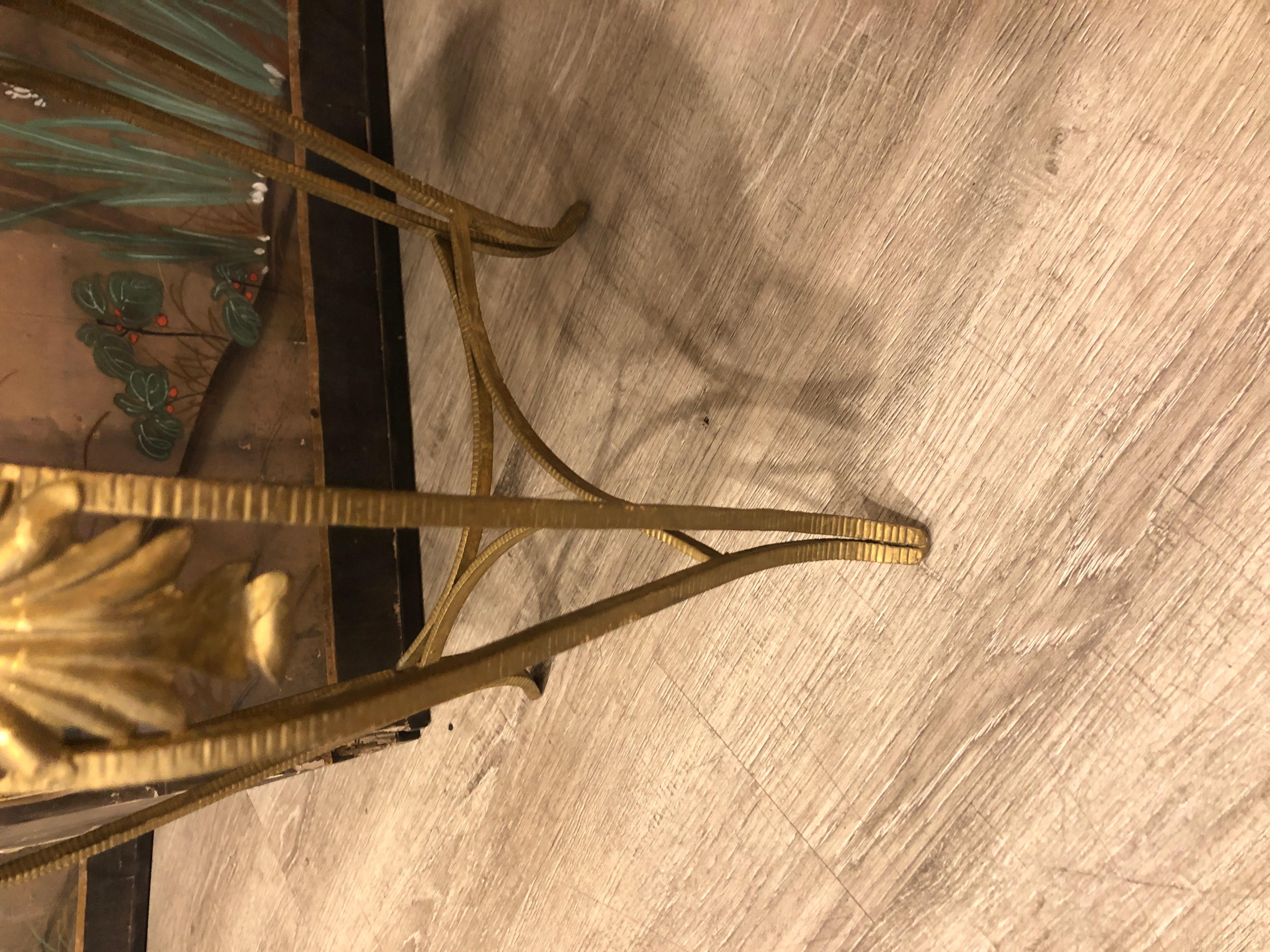 Luigi Colli Gilt Wrought Iron Blue Velvet Stools 2