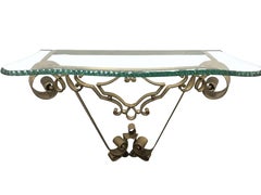 Luigi Colli Trademark Design Hammered Bronze Console Table, Italy, 1950s