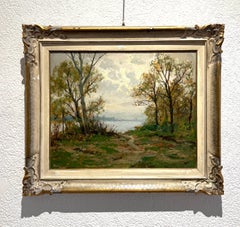 Lungo il Ticino, Italian School Oil Painting, 20th Century, Framed