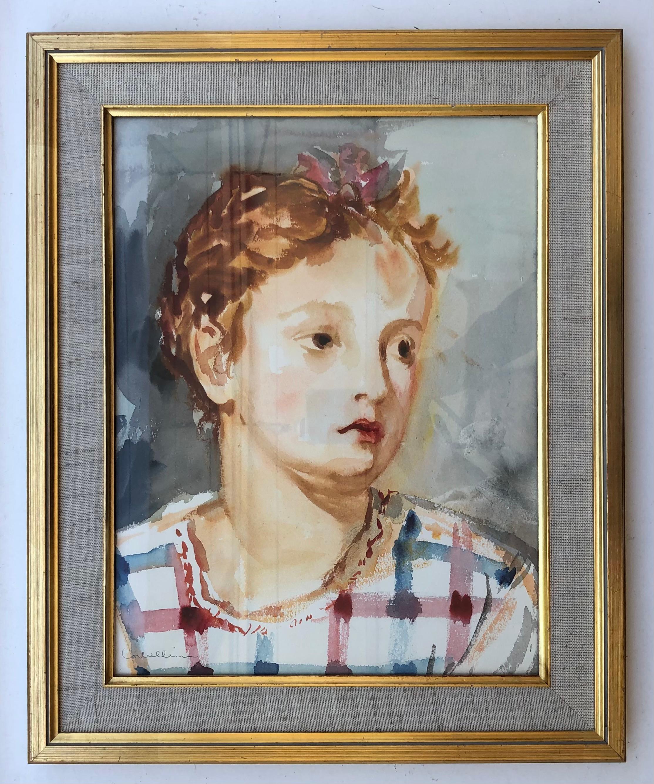 Frédérica portrait - Painting di Luigi Corbellini