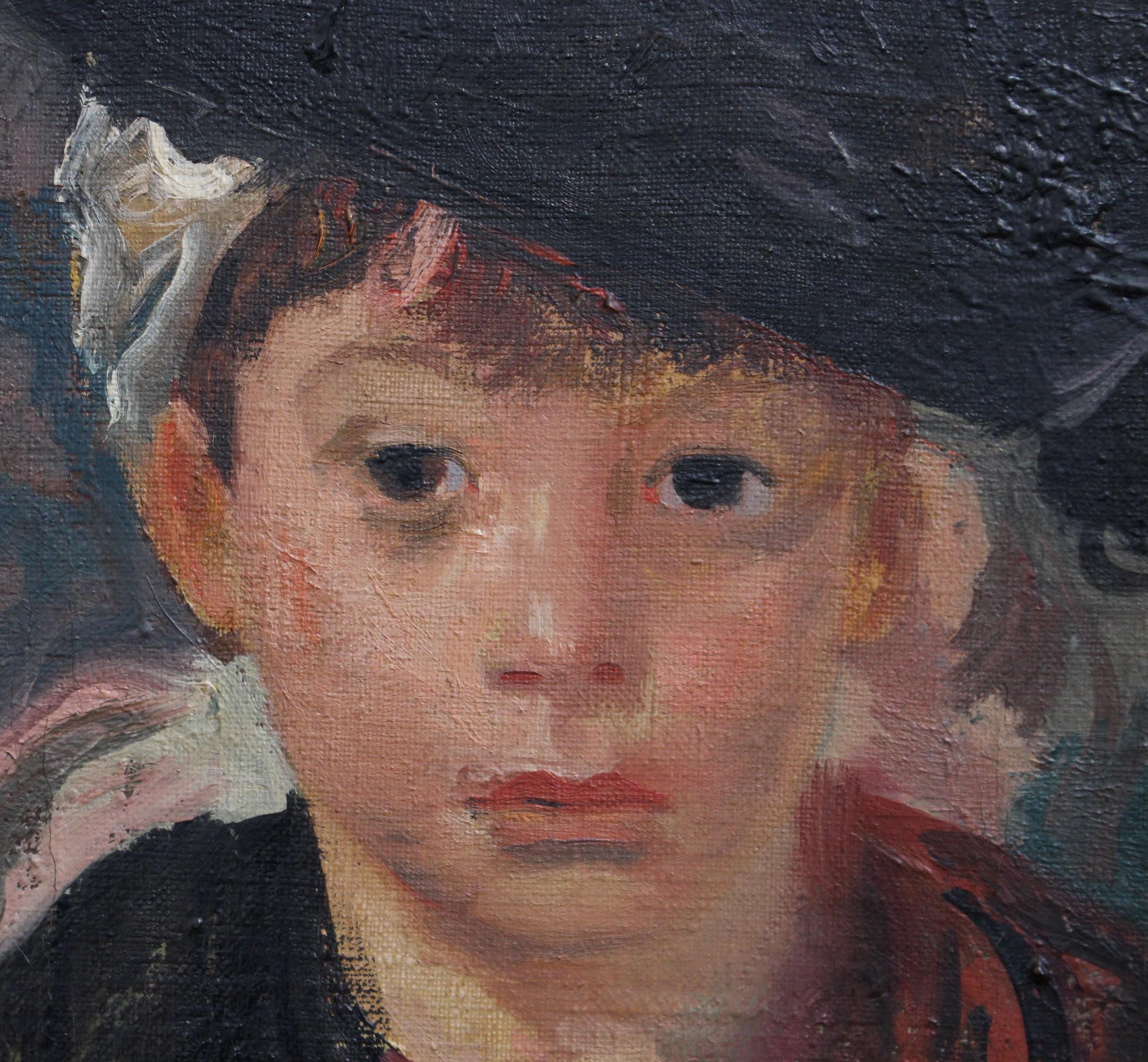 Luigi Corbellini, 'Portrait of Boy in Feathered Cap', circa 1930s, Oil on Canvas 2