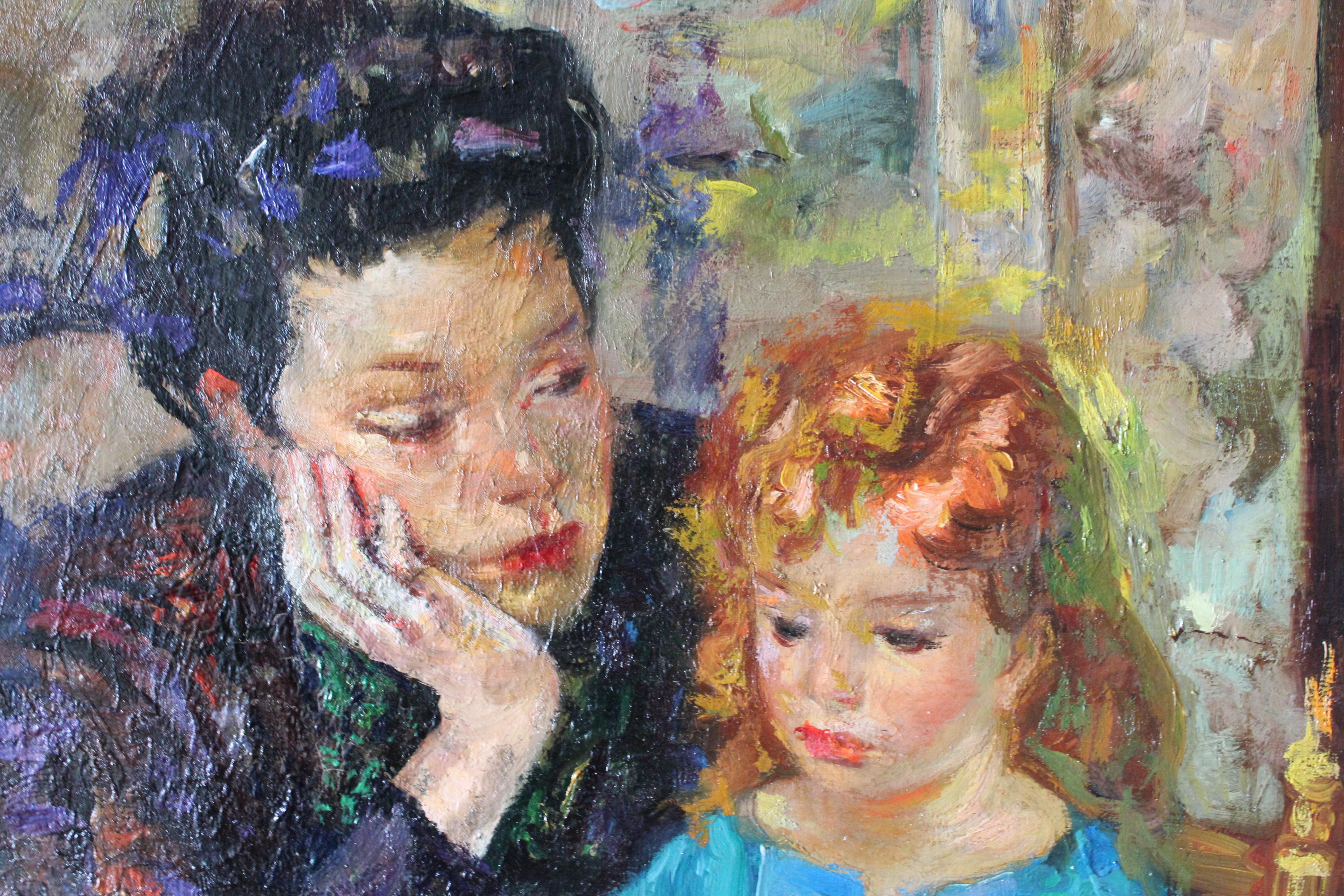 Porträt einer Frau und eines Kindes des italienischen Künstlers Luigi Corbellini (1901-1968) im Angebot 8