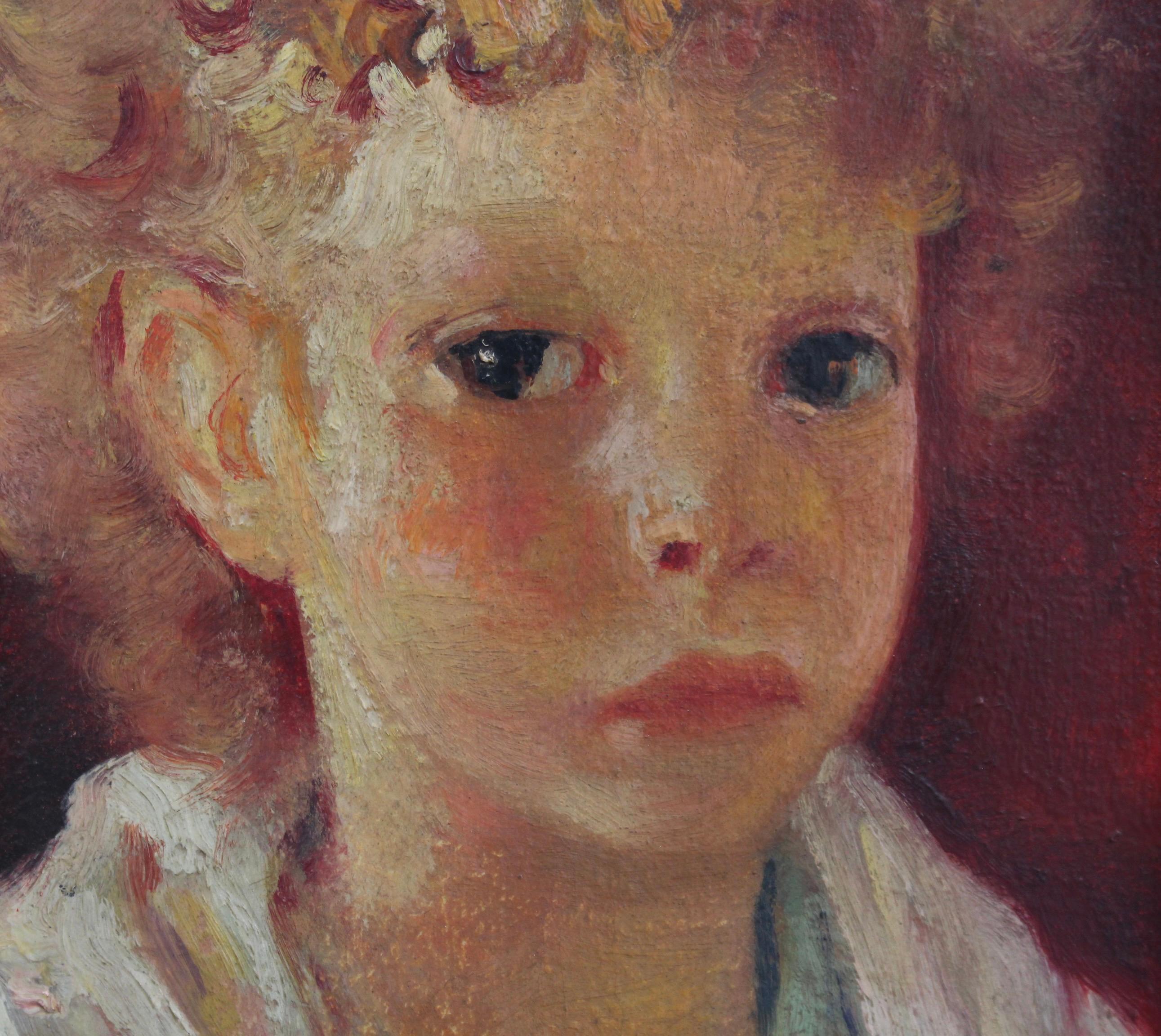 'Portrait of Boy' by Luigi Corbellini (circa 1930s). The artist painted this endearing young boy whose name remains unknown. Perhaps the slightly timid expression on his face ensues from his curiosity as to why his day is spent sitting still for
