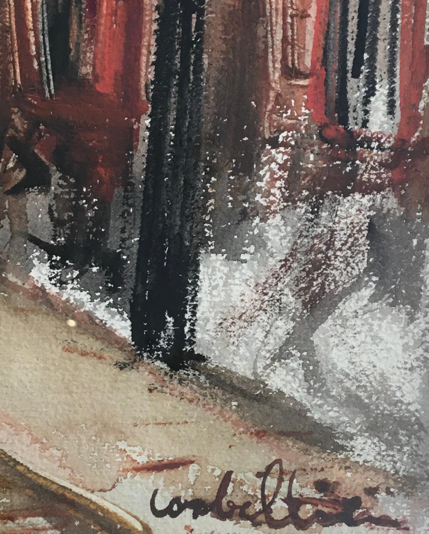 Rue Norvin vista de la Basílica del Sagrado Corazón, Montmartre - Painting Escuela italiana de Luigi Corbellini