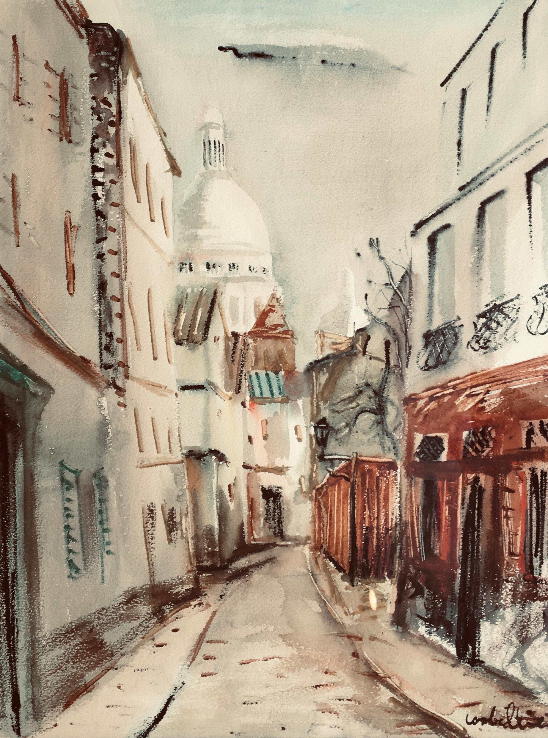 Rue Norvin vista della Basilica del Sacro Cuore, Montmartre