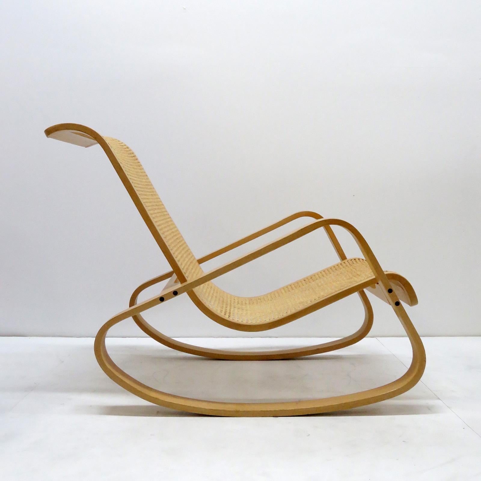 Italian Luigi Crassevig 'Dondolo' Bentwood Rocking Chair, 1970 For Sale