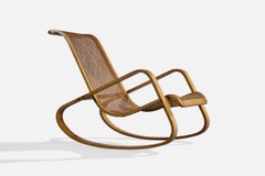 Luigi Crassevig, Rocking Chair, Oak, Cane, Italy, 1970s