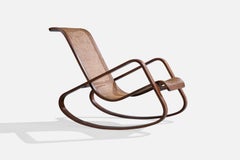 Luigi Crassevig, Silla mecedora, madera, mimbre, Italia, década de los 70