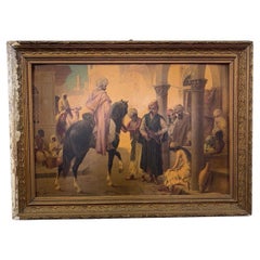 Luigi Crosio "Scorcio orientale con figure" oleografia