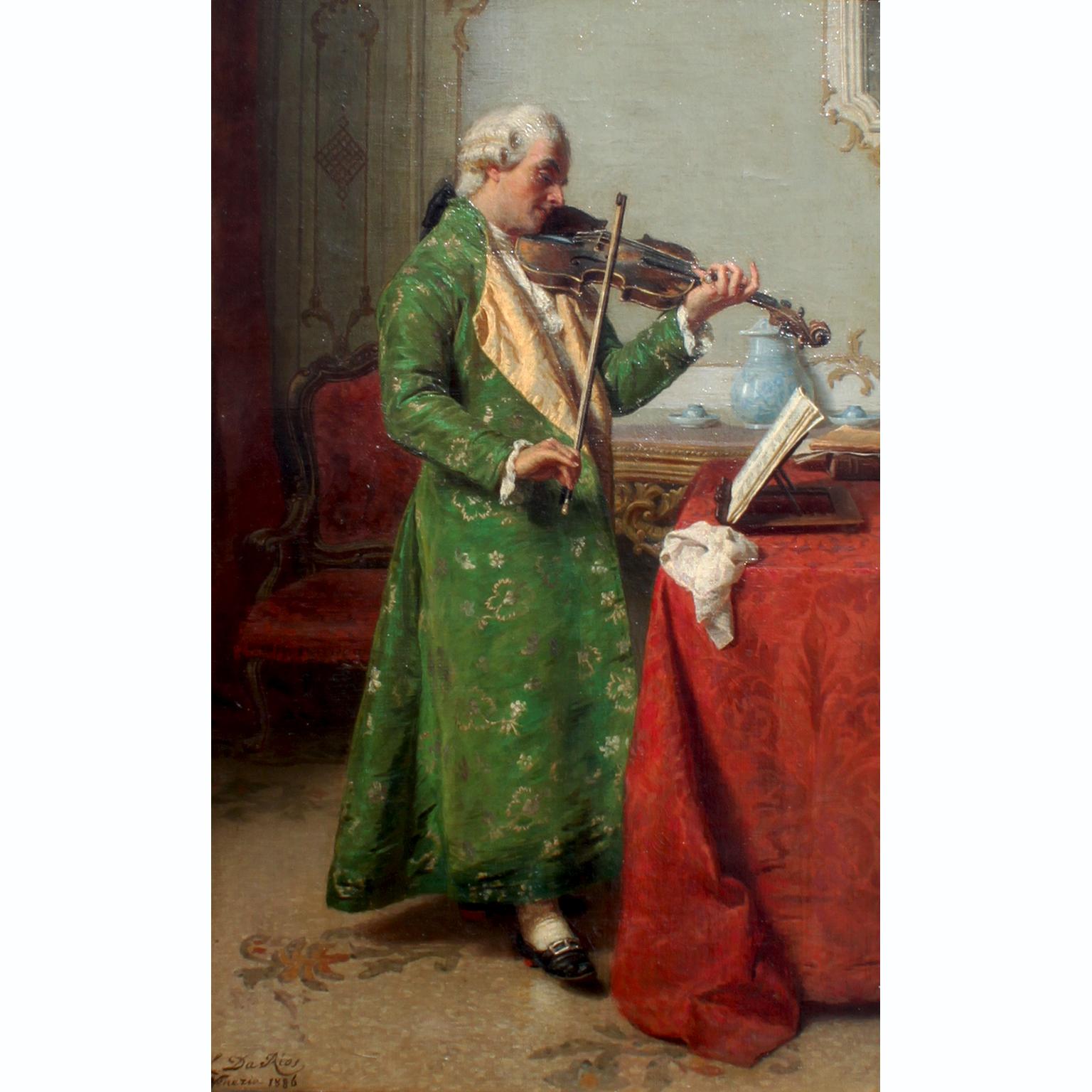 Un óleo sobre lienzo italiano muy fino titulado 