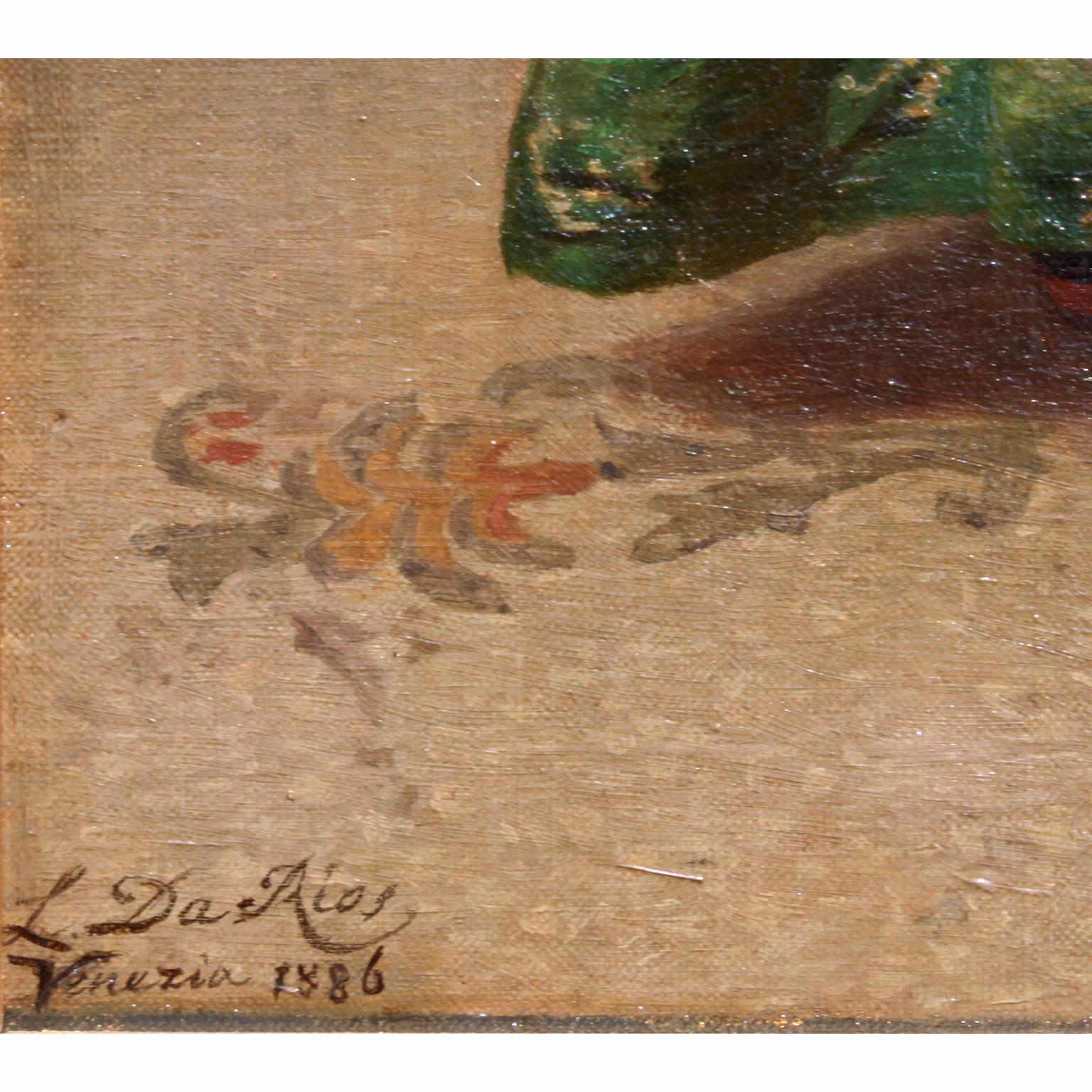 Fino óleo sobre lienzo italiano titulado 
