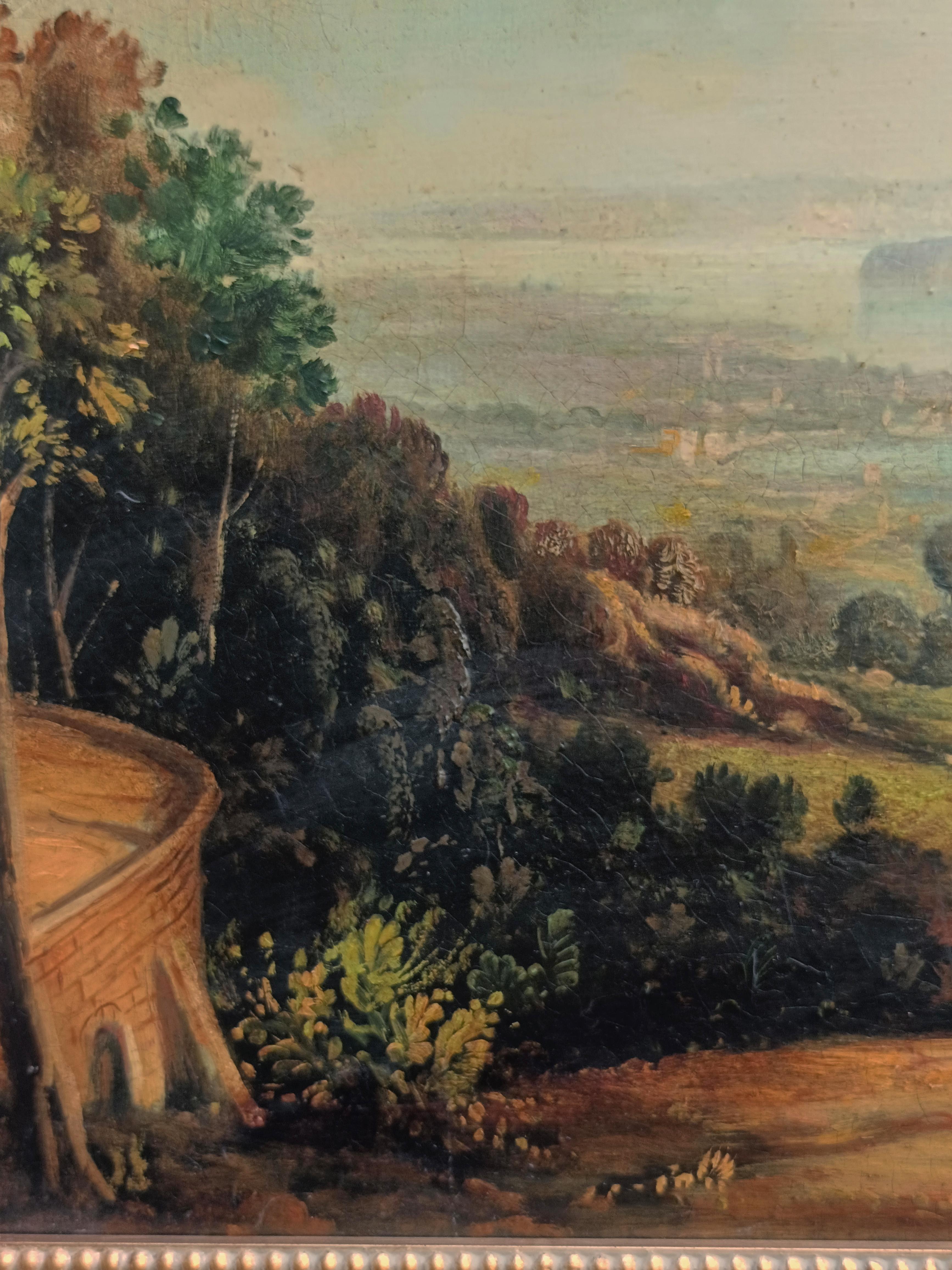 LANDESCAPE -French School -Oil on Canvas Italian Landscape Painting For Sale 6