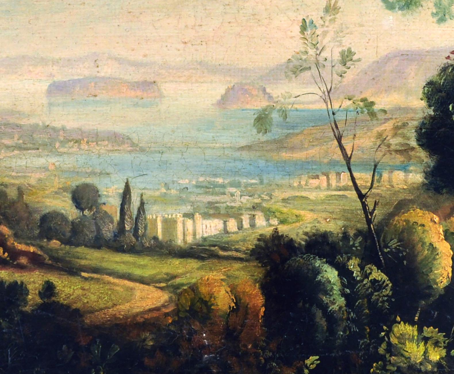 LANDESCAPE -École française - Peinture de paysage italienne à l'huile sur toile - Marron Landscape Painting par Luigi De Santis