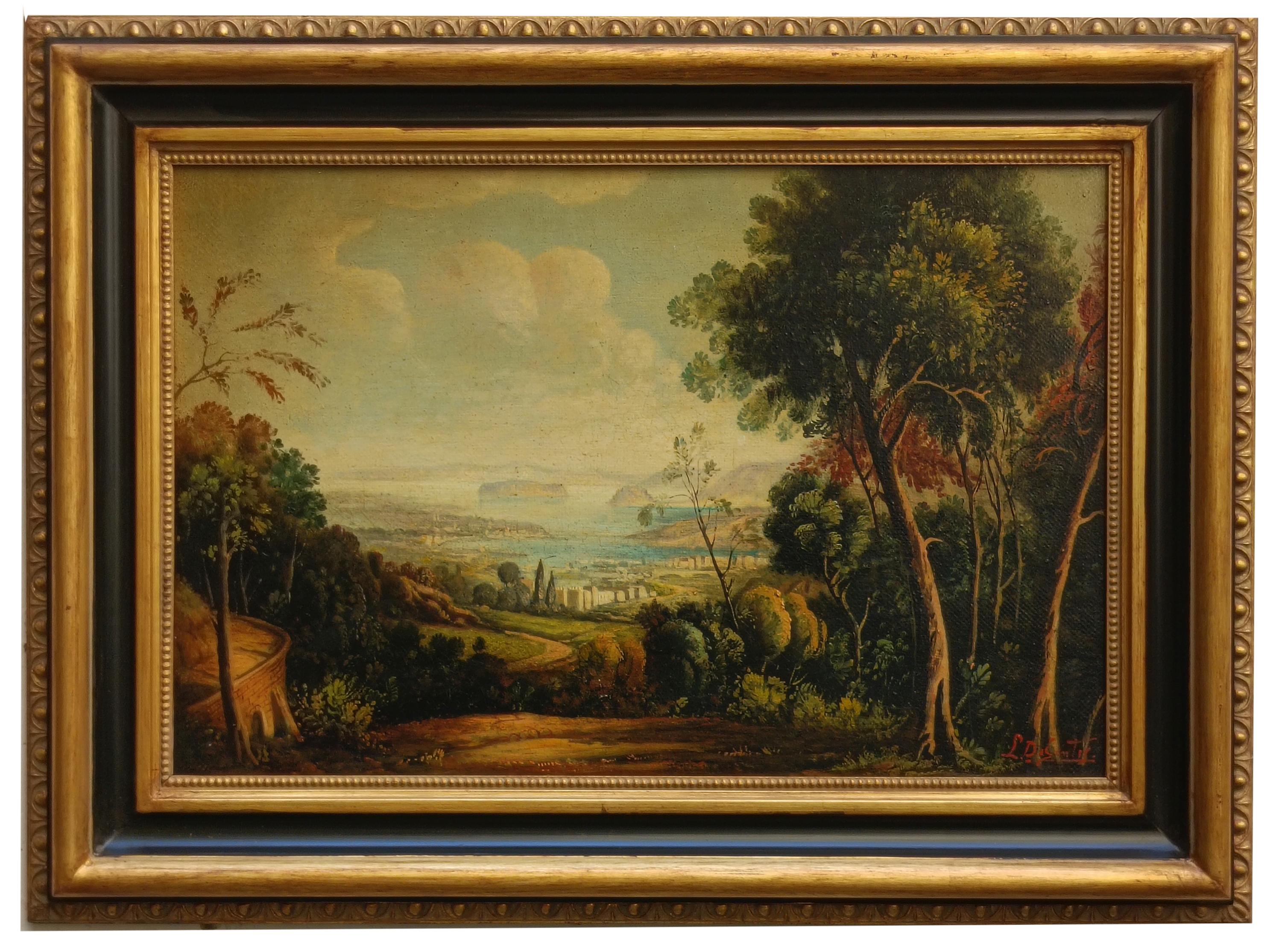 LANDESCAPE -French School -Oil on Canvas Italian Landscape Painting