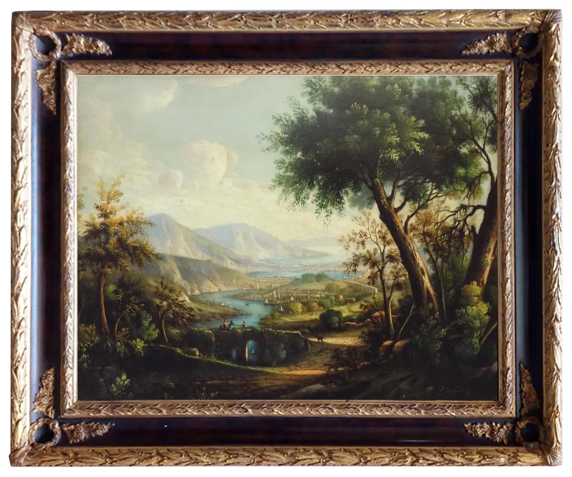 Luigi De Santis Landscape Painting - LANDSCAPE - French School -  Italian Oil on canvas Painting