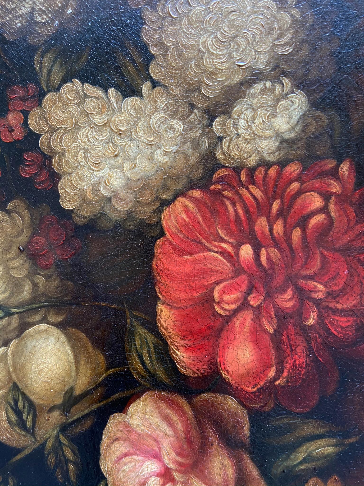 FLORES - Óleo sobre lienzo Bodegón italiano - Still-Life Painting Marrón de Luigi Degli Espositi