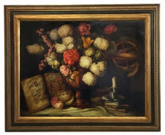 FLOWERS - Oil on Canvas Italian Still Life Painting