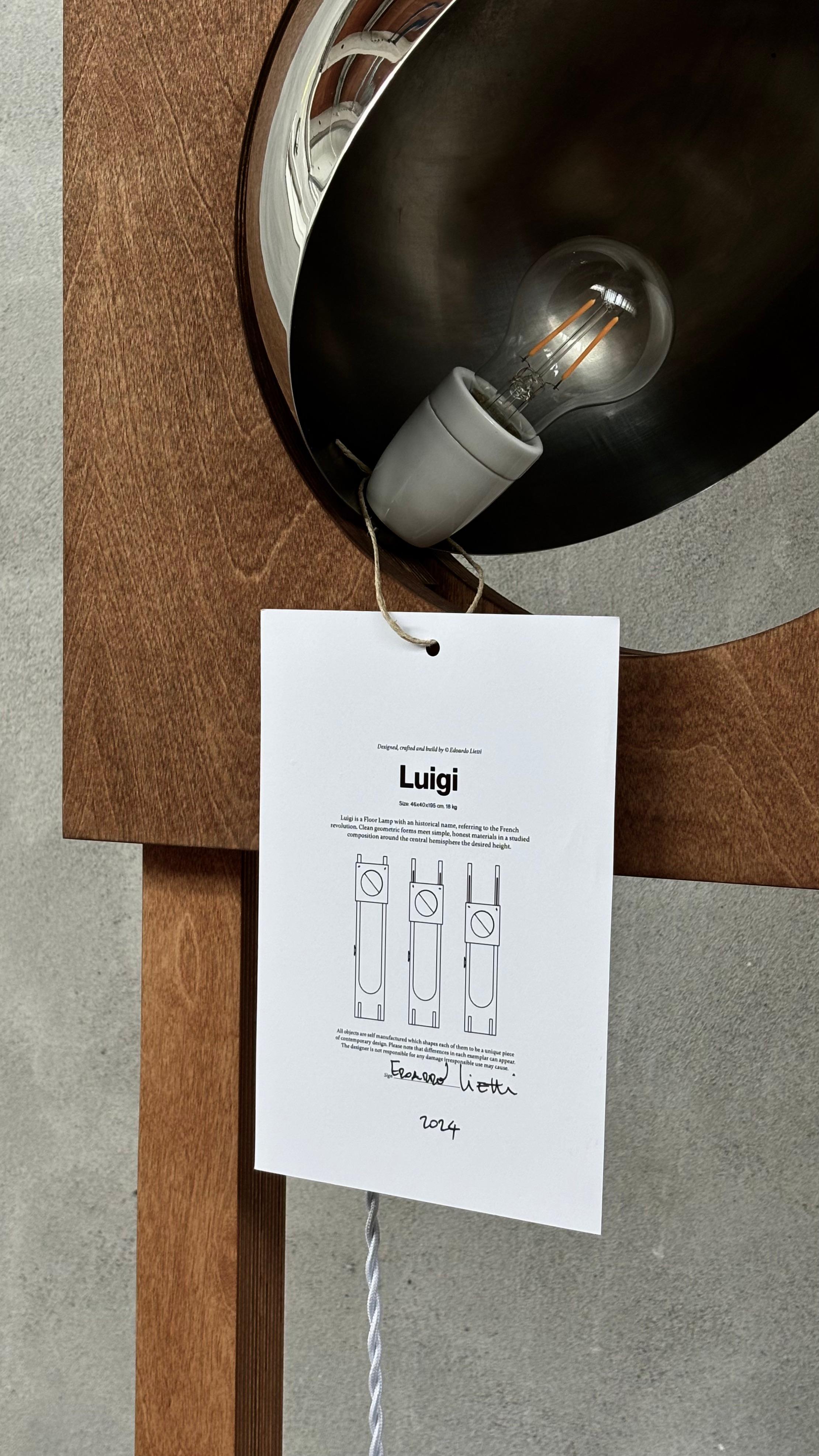 Luigi Stehlampe von Edoardo Lietti Studio (Edelstahl) im Angebot