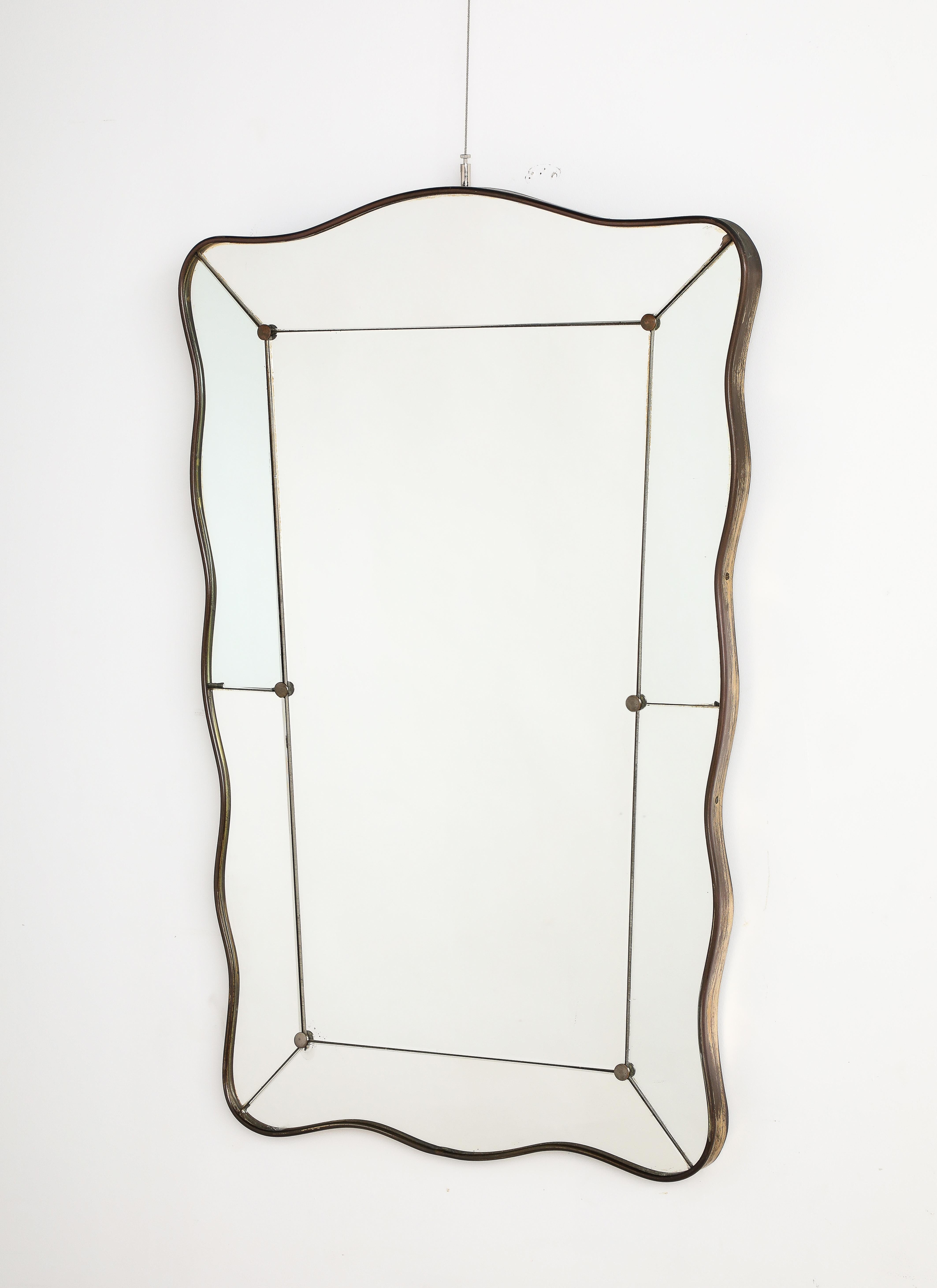 Luigi Fontana Brass Shaped Wall Mirror, circa 1940 For Sale 6